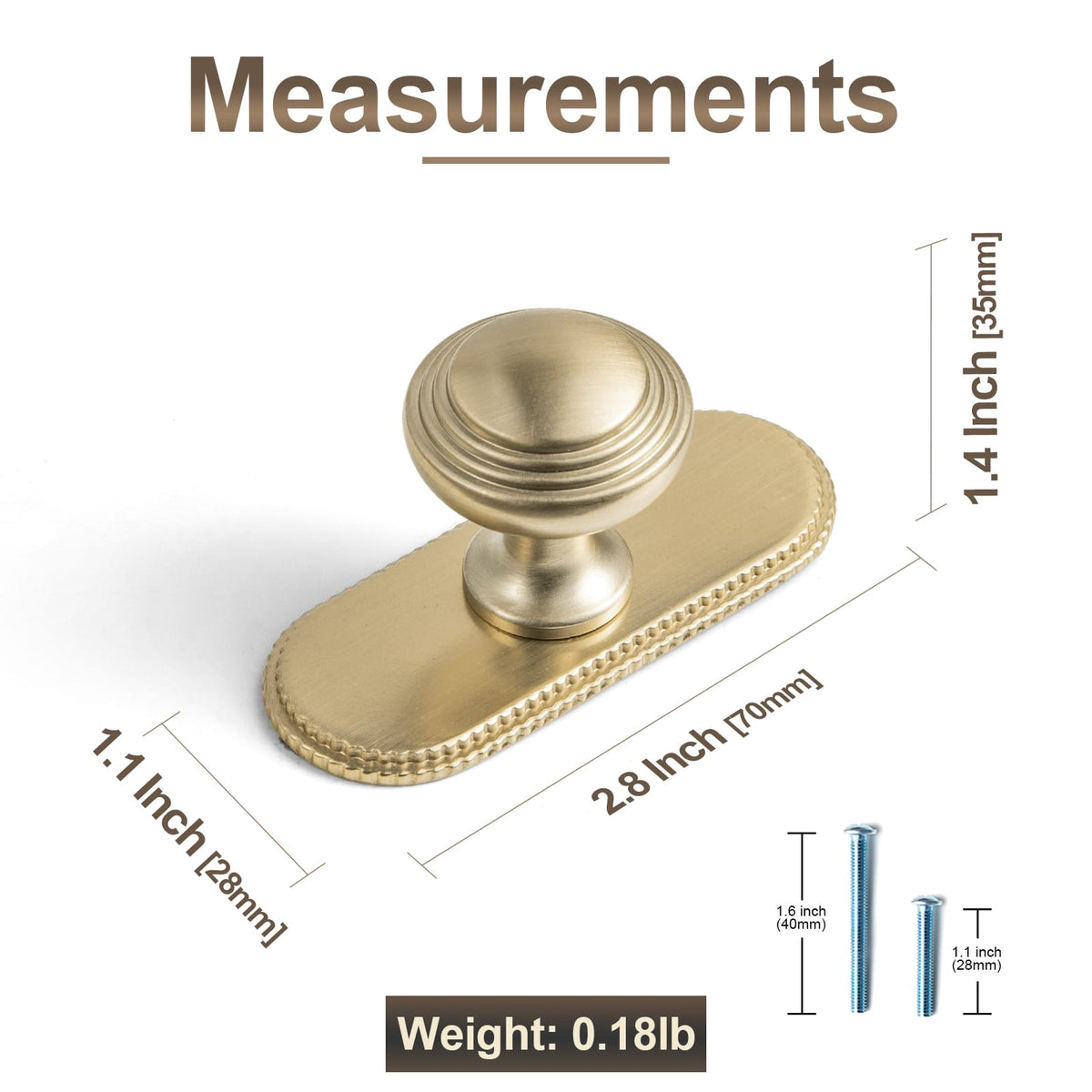 Goo-Ki Antique Brass Ribbed Mushroom Cabinet Knob Zinc Alloy Vintage Round Drawer Knob, Farmhouse Traditional Furniture Hardware