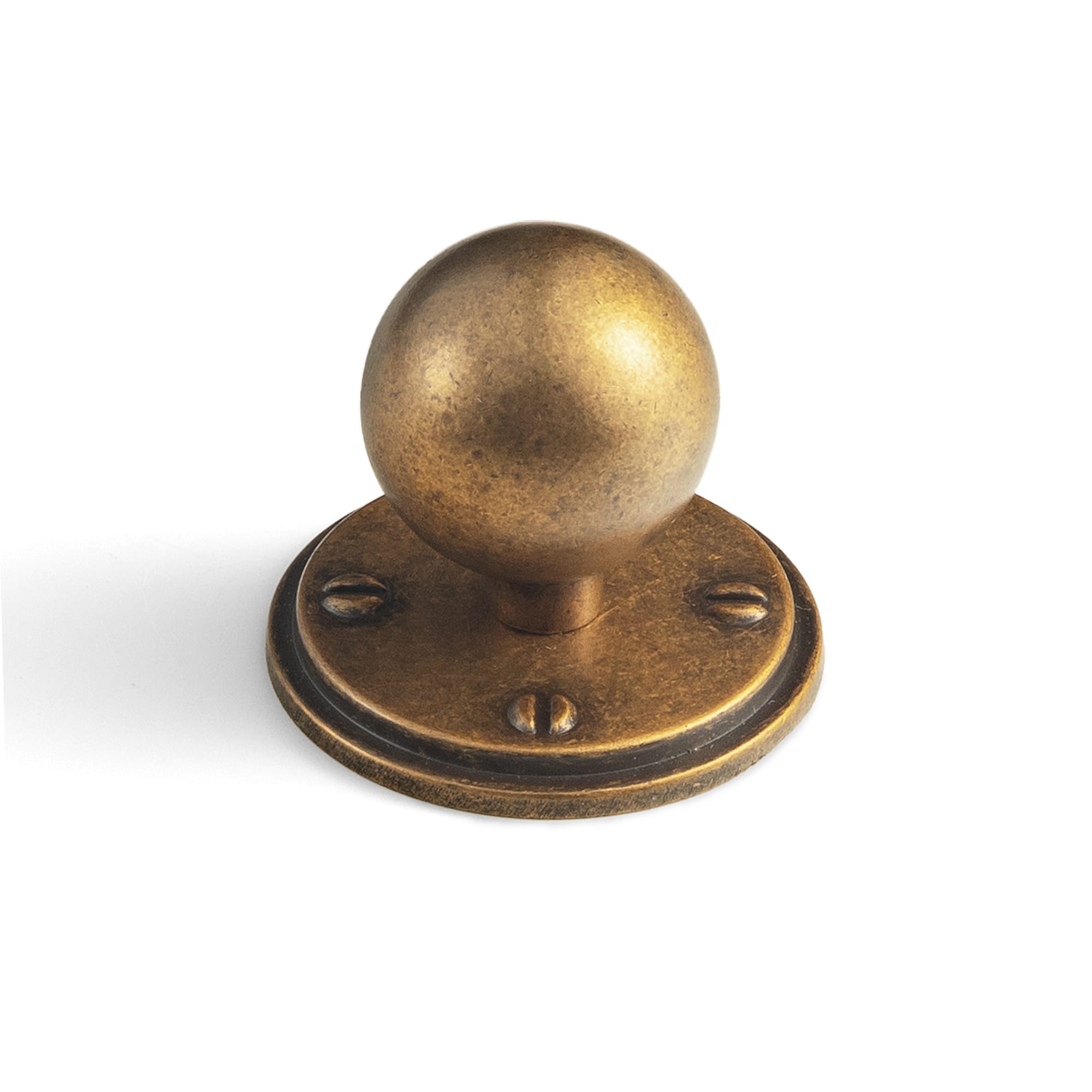 Goo-Ki Antique Brass / Round G015 / 1'' Knob 6 Pack Round Cabinet Knobs with Decorative Back Plate Zinc Alloy Cabinet Hardware for Kitchen