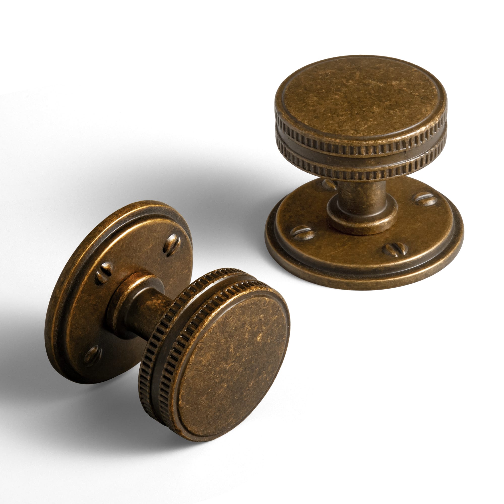 Goo-Ki Antique Brass / Round G015 / 6 Pack Distinctive Artistic Engravings Single Hole Round Cabinet Knob Retro Flair Kitchen Hardware
