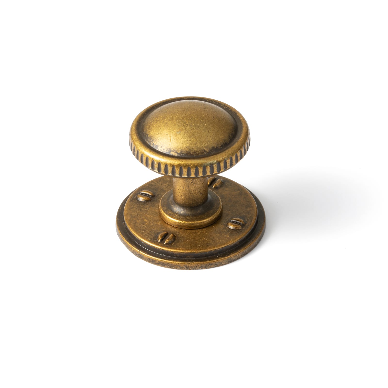 Goo-Ki Antique Brass / Round G015 / 6 Pack Knurled Rim Round Cabinet Knobs, Solid Zinc Alloy Mushroom Drawer Knob for Cabinet Doors, Chest of Drawers