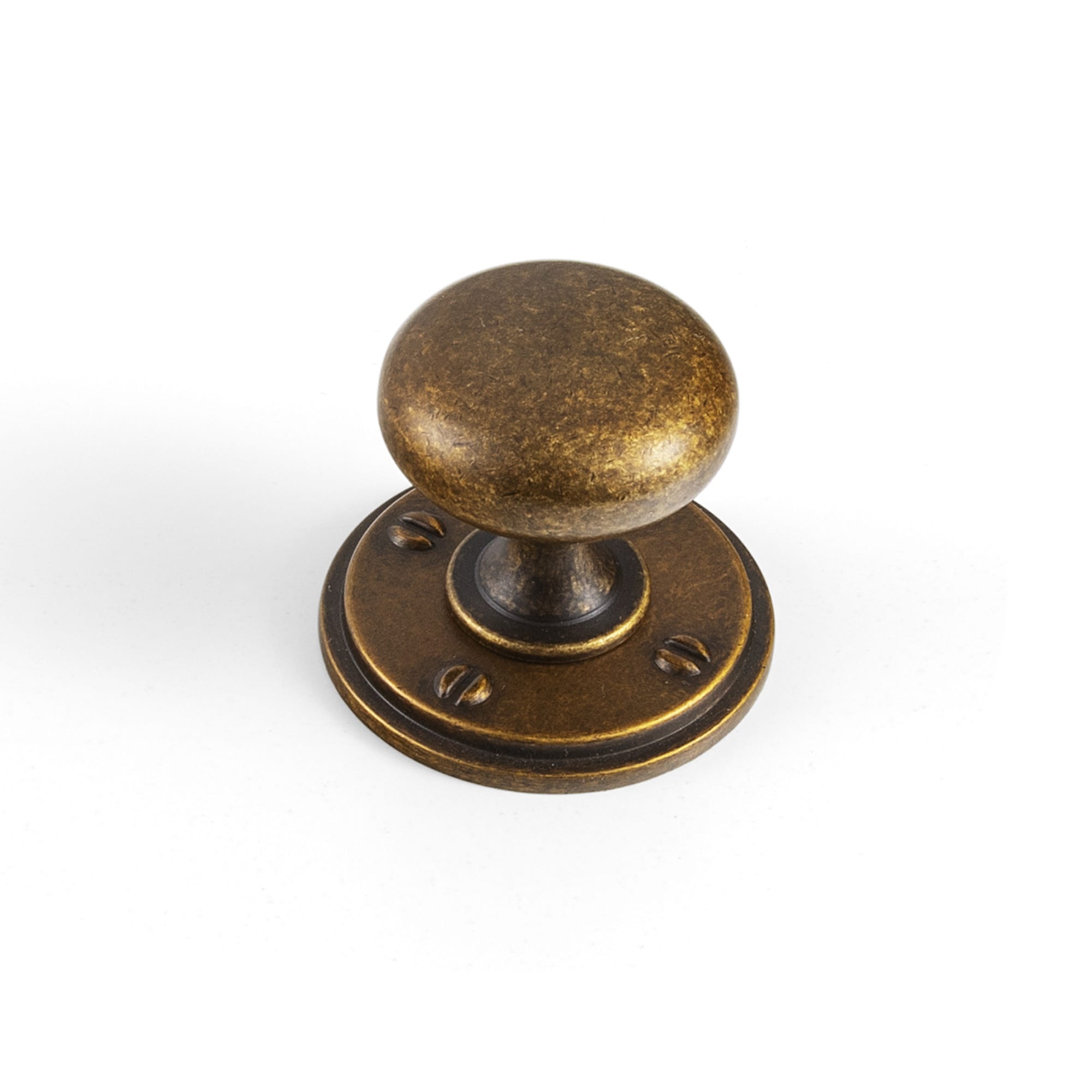 Goo-Ki Antique Brass / Round G015 / Standard 6 Pack Antique Brass Zinc Alloy Cabinet Knob with Back Plate Single Hole Center Cabinet Hardware for Bedroom Kitchen