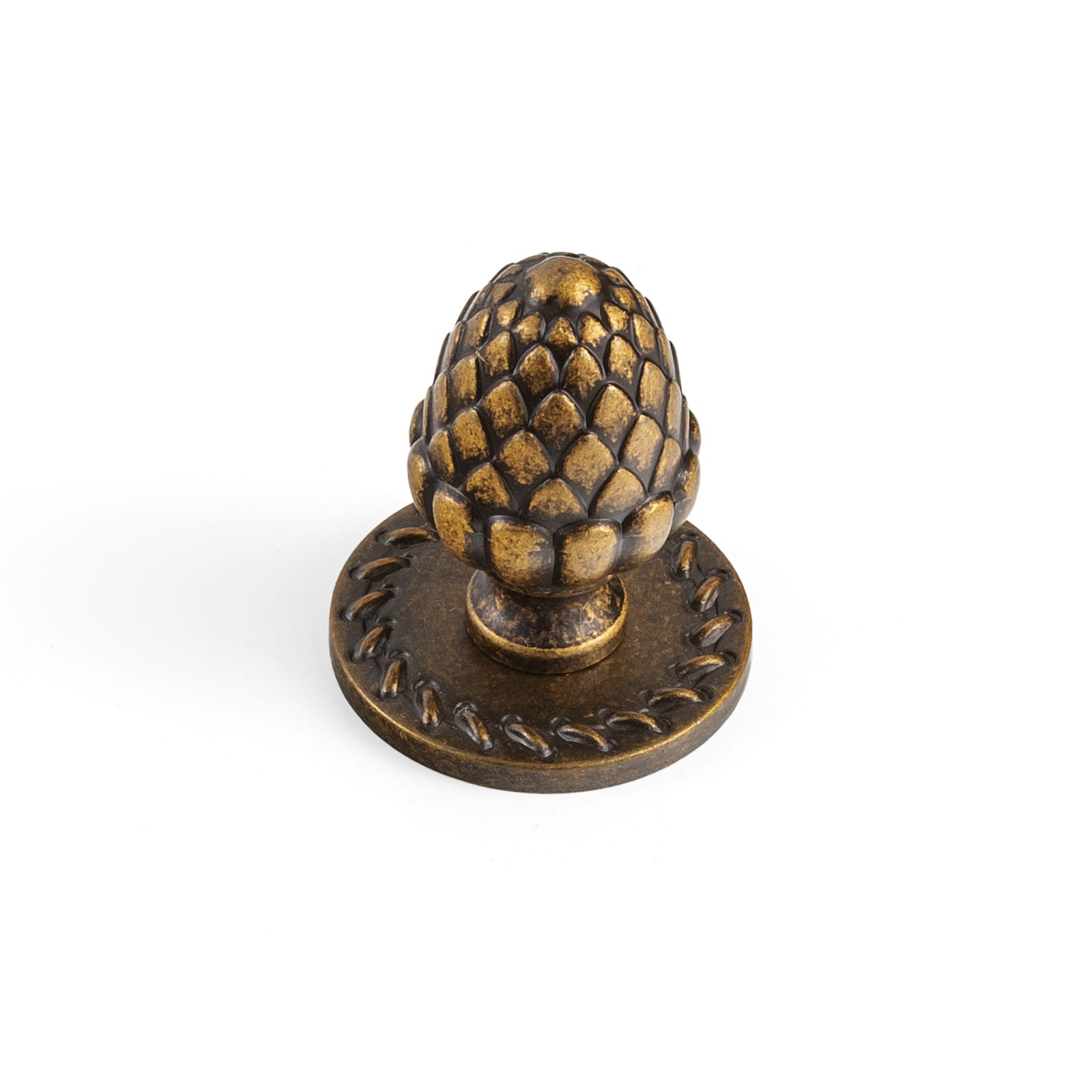 Goo-Ki Antique Brass / Round G016 / 6 Pack Pinecone-Shaped Cabinet Knobs Premium Zinc Alloy Decorative Drawer Knobs with Multiple Styles of Round Backplates
