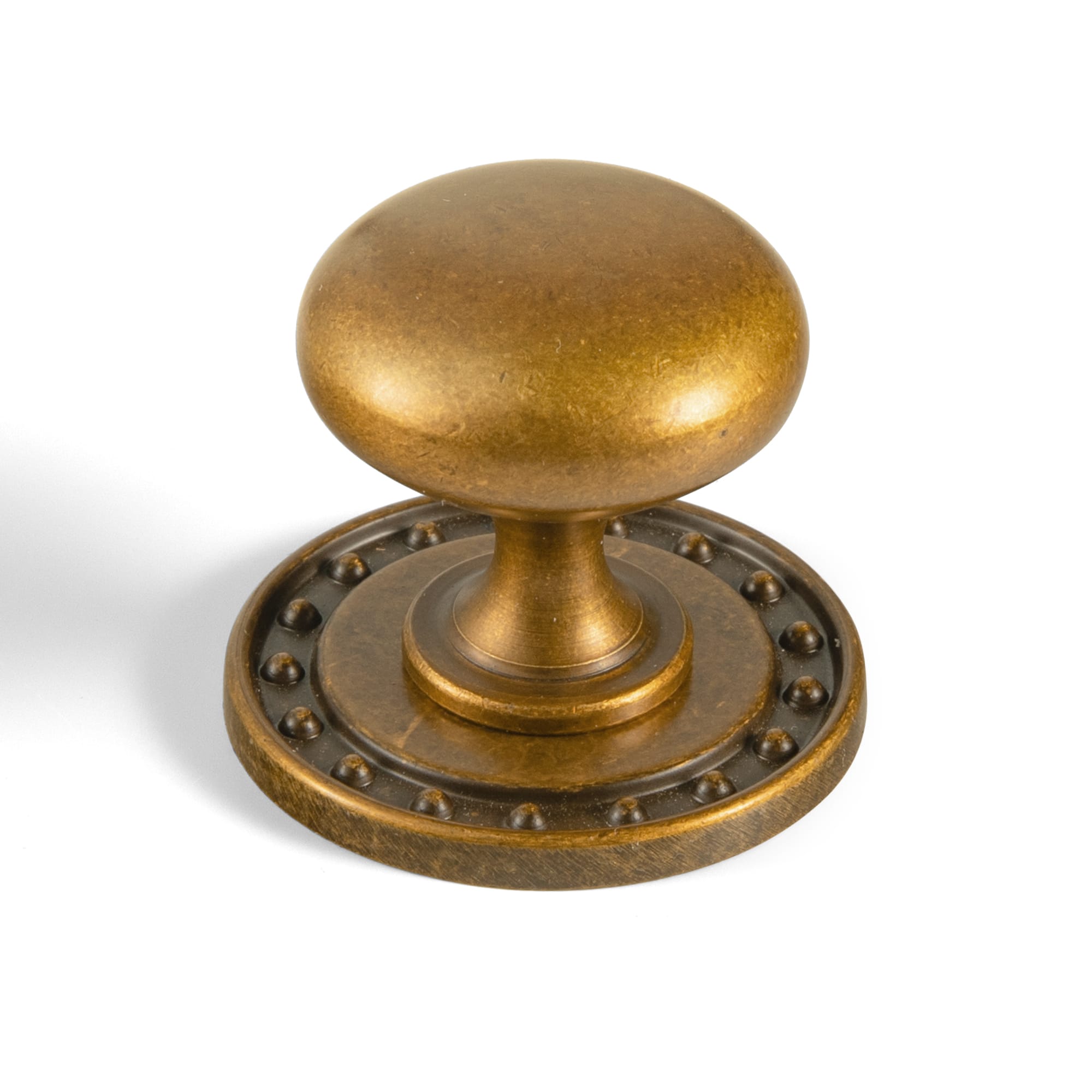 Goo-Ki Antique Brass / Round G018 / Standard 6 Pack Antique Brass Zinc Alloy Cabinet Knob with Back Plate Single Hole Center Cabinet Hardware for Bedroom Kitchen