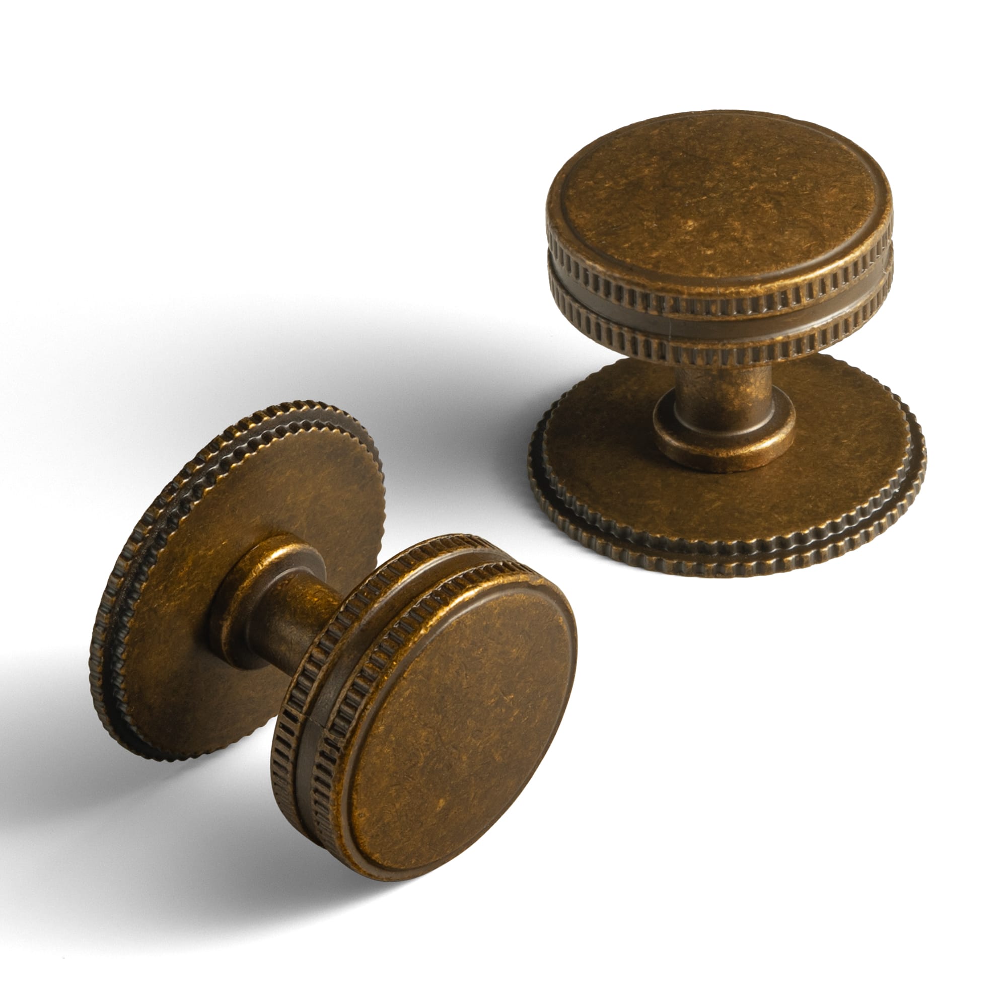 Goo-Ki Antique Brass / Round G019 / 6 Pack Distinctive Artistic Engravings Single Hole Round Cabinet Knob Retro Flair Kitchen Hardware