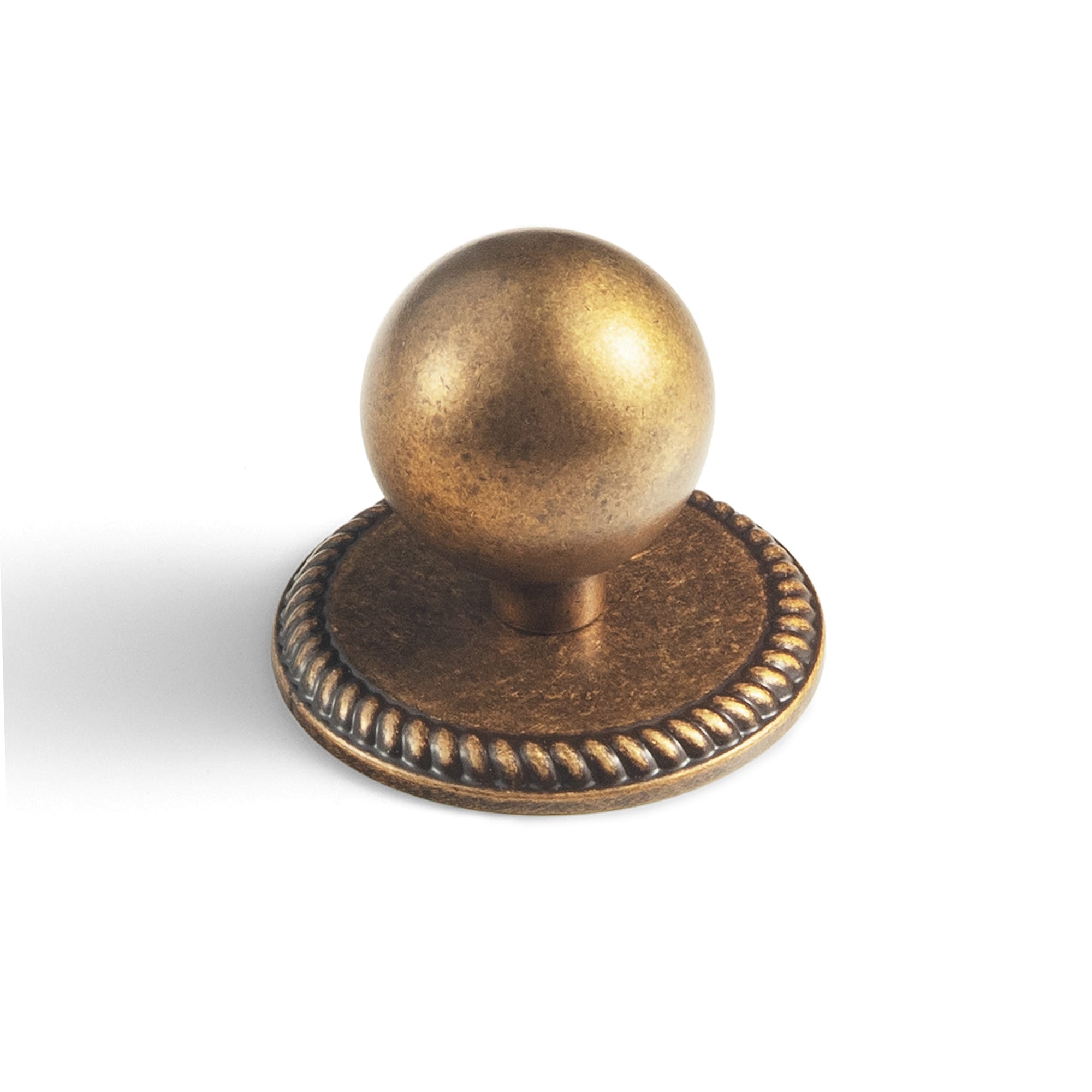 Goo-Ki Antique Brass / Round G027 / 1'' Knob 6 Pack Round Cabinet Knobs with Decorative Back Plate Zinc Alloy Cabinet Hardware for Kitchen