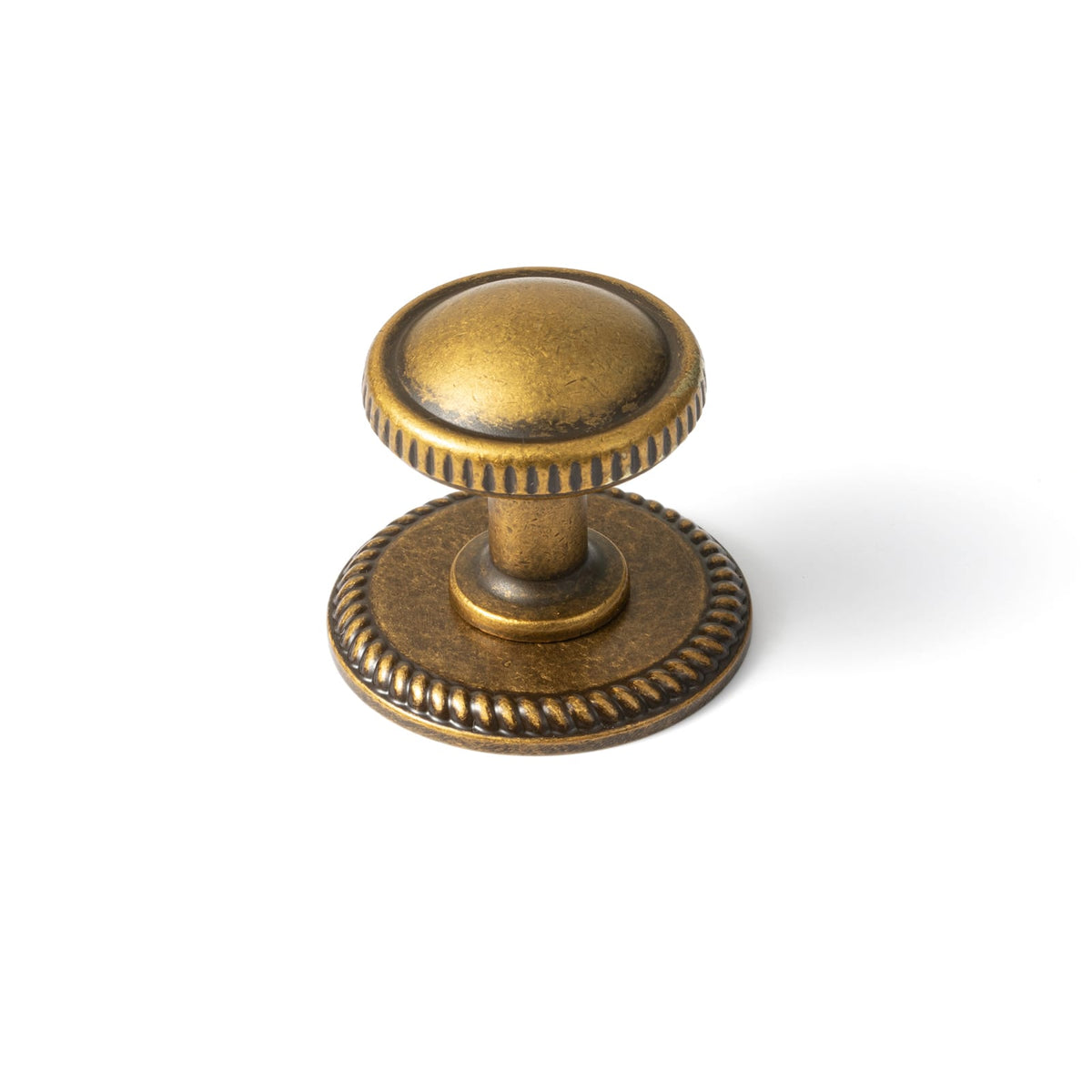 Goo-Ki Antique Brass / Round G027 / 6 Pack Knurled Rim Round Cabinet Knobs, Solid Zinc Alloy Mushroom Drawer Knob for Cabinet Doors, Chest of Drawers