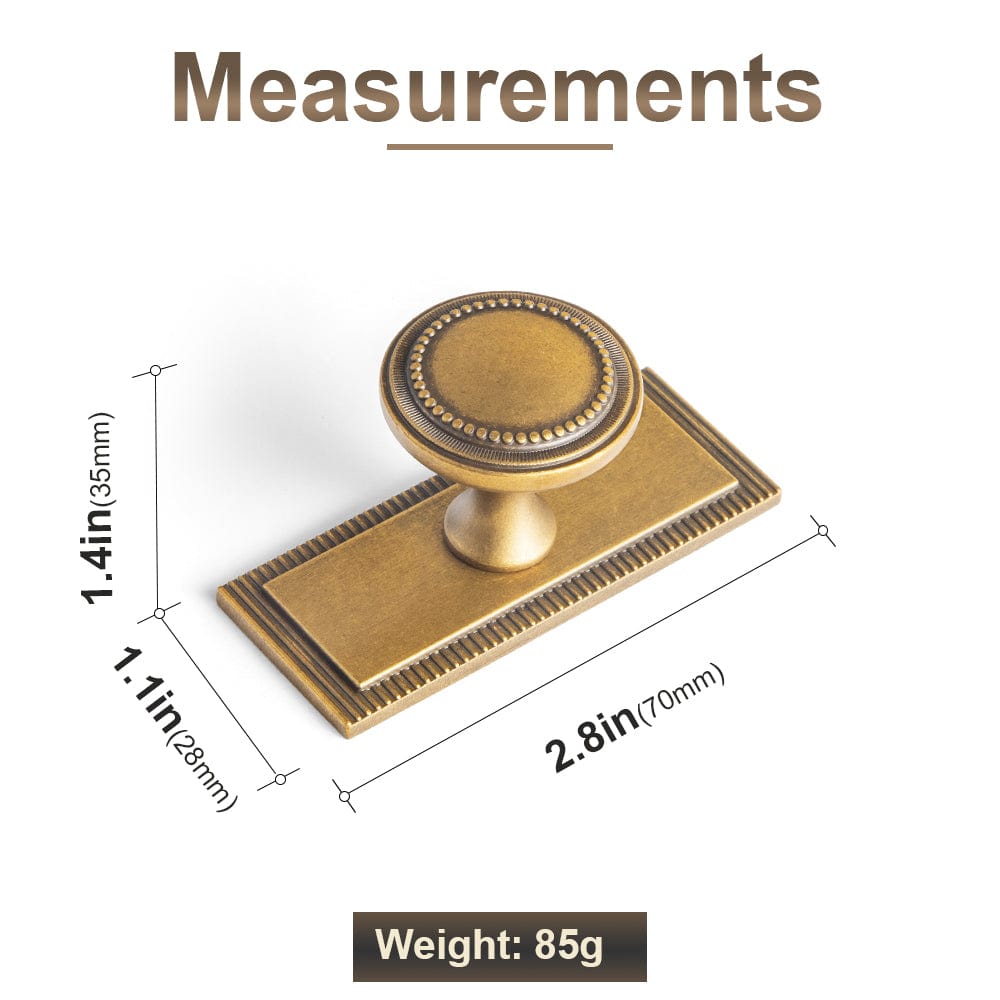 Goo-Ki Antique Brass Zinc Alloy Cabinet Knob with Delicate Decorative Back Plate Set