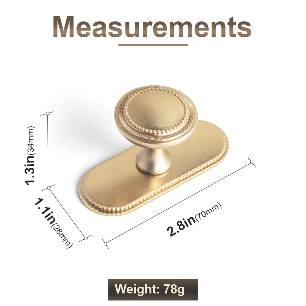 Goo-Ki Antique Brass Zinc Alloy Cabinet Knob with Delicate Decorative Back Plate Set