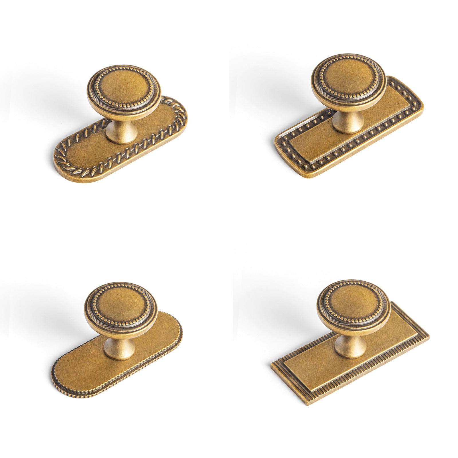 Goo-Ki Antique Brass Zinc Alloy Cabinet Knob with Delicate Decorative Back Plate Set