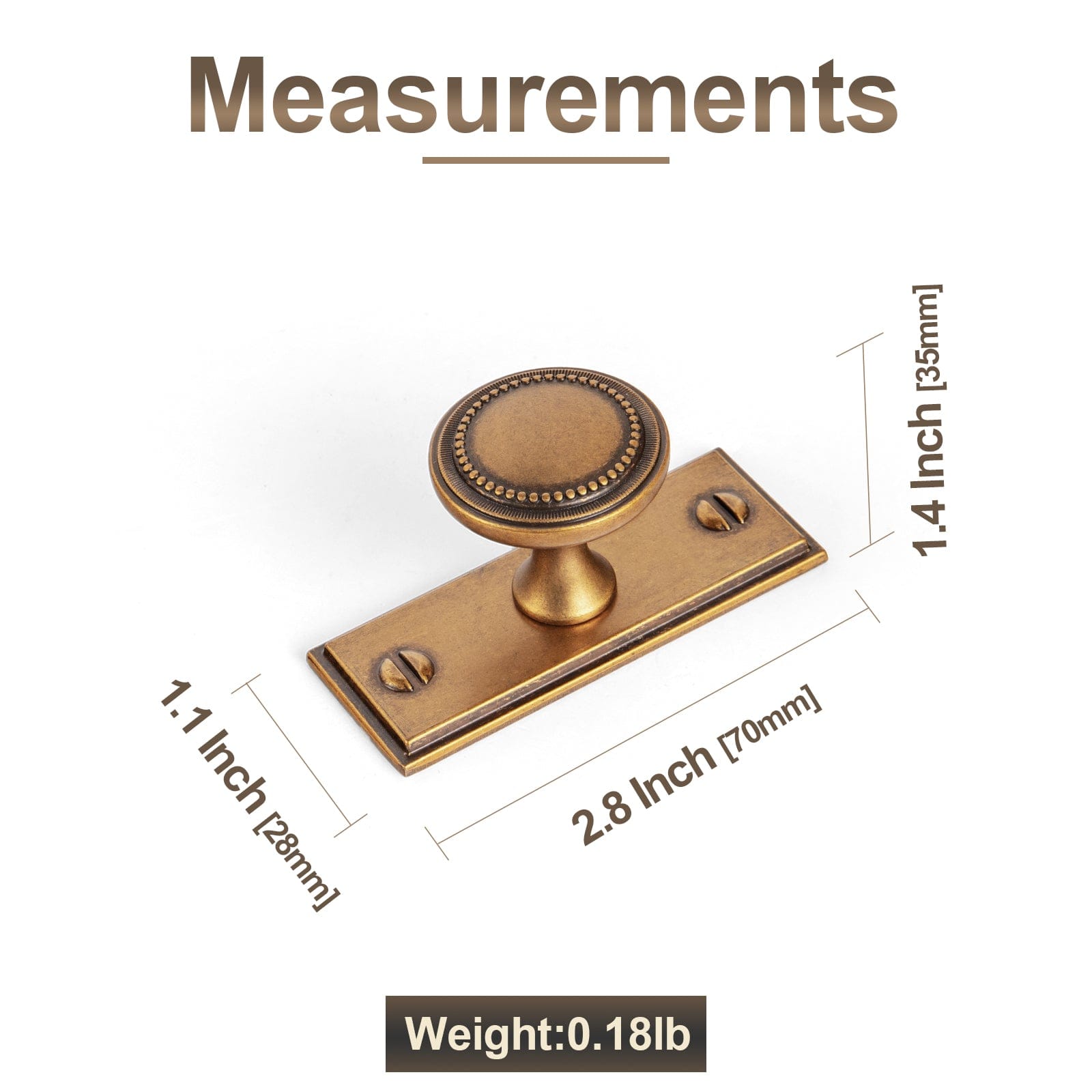 Goo-Ki Antique Brass Zinc Alloy Cabinet Knob with Delicate Decorative Back Plate Set