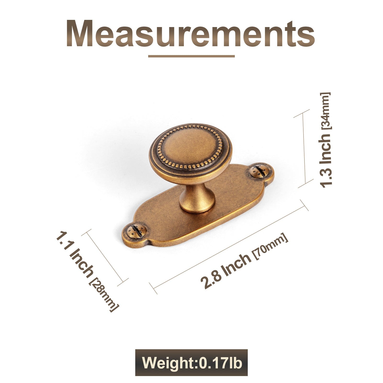 Goo-Ki Antique Brass Zinc Alloy Cabinet Knob with Delicate Decorative Back Plate Set