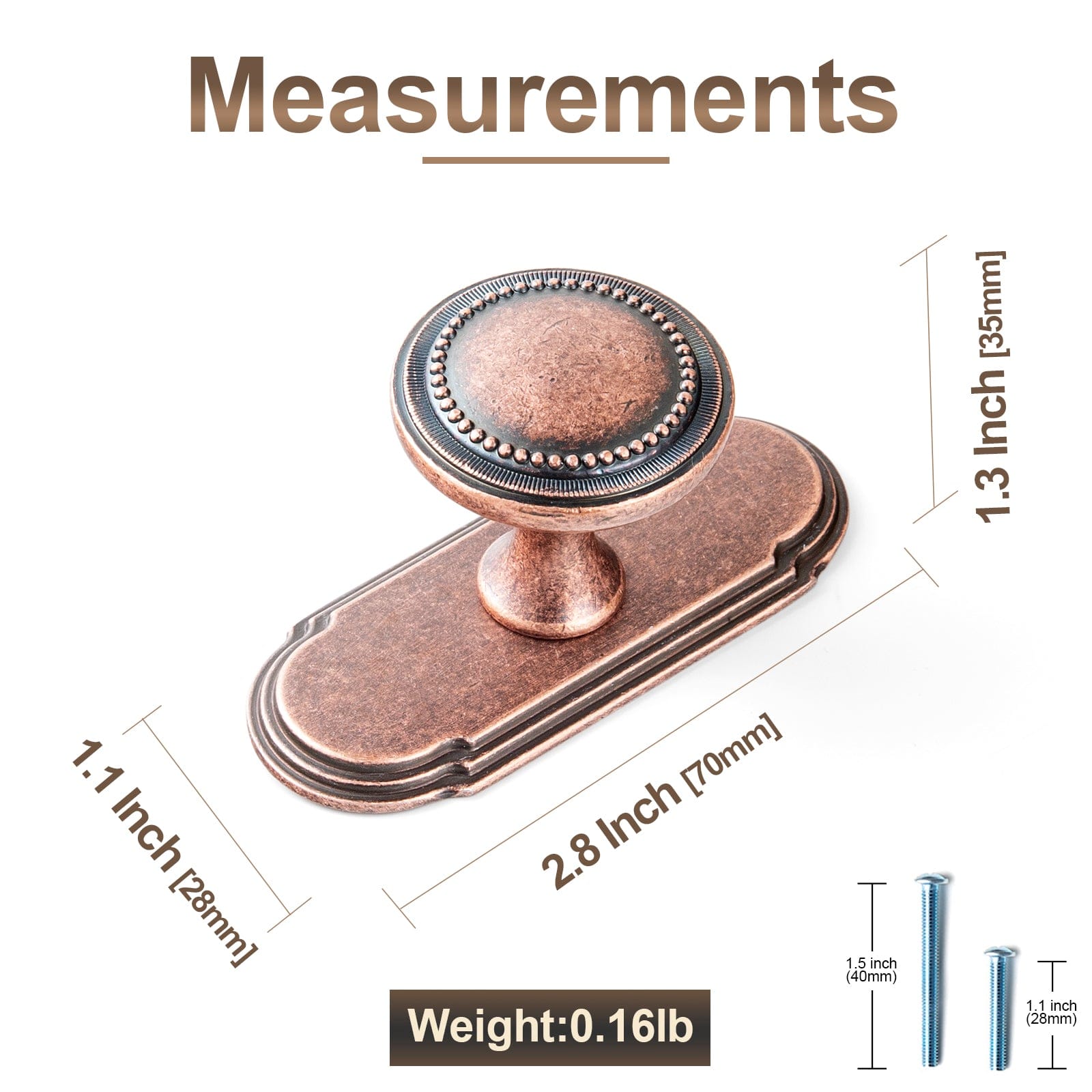 Goo-Ki Antique Brass Zinc Alloy Cabinet Knob with Delicate Decorative Back Plate Set