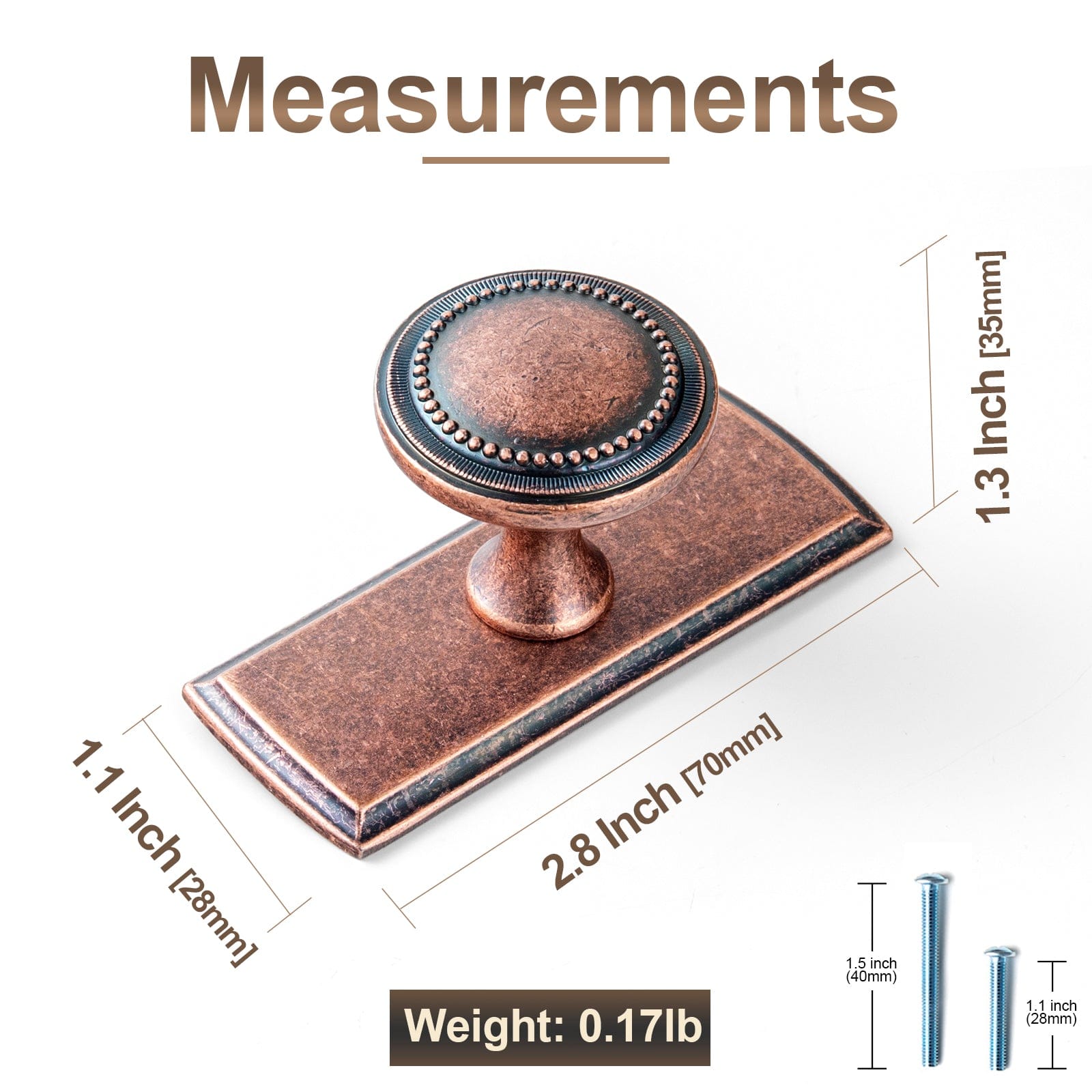 Goo-Ki Antique Brass Zinc Alloy Cabinet Knob with Delicate Decorative Back Plate Set