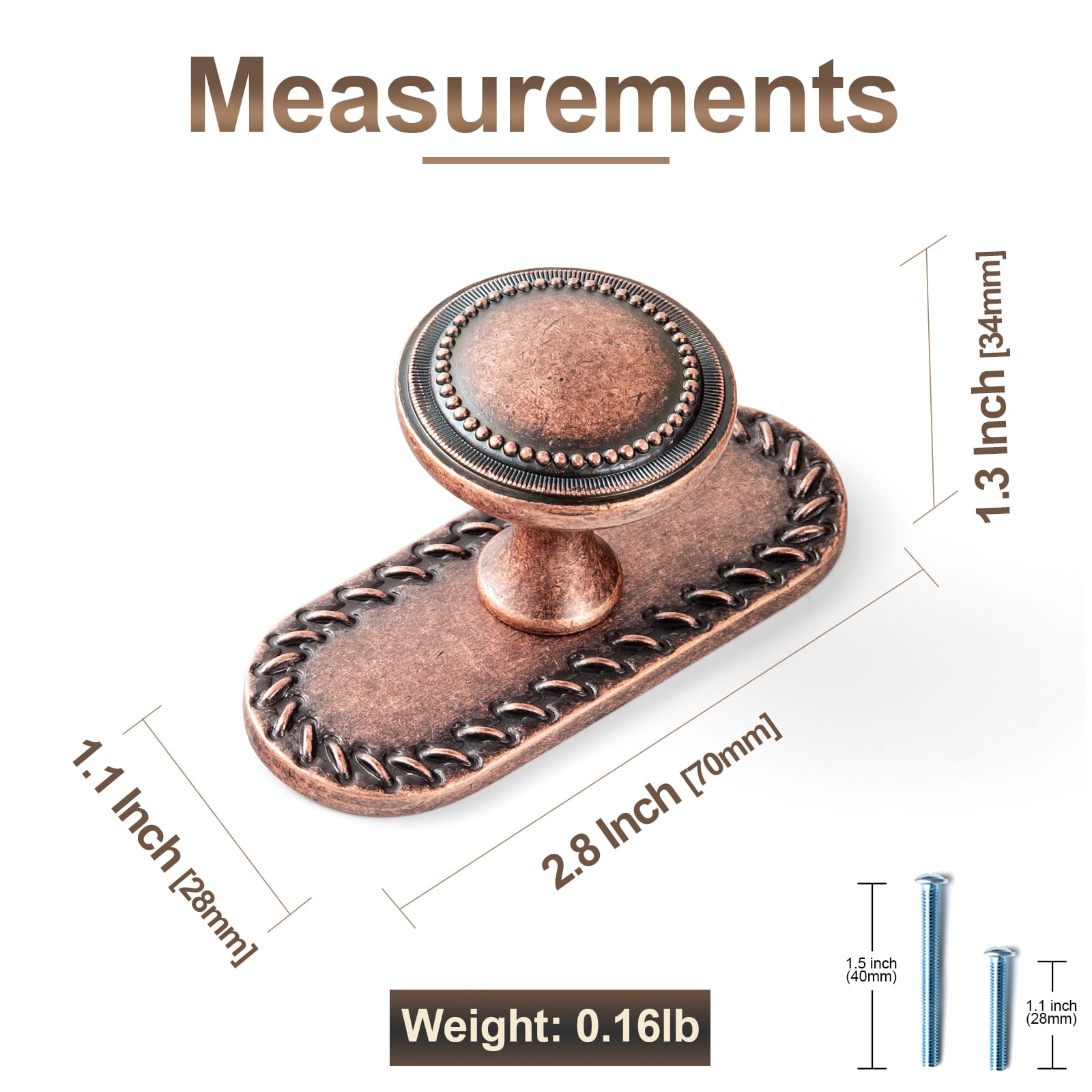 Goo-Ki Antique Brass Zinc Alloy Cabinet Knob with Delicate Decorative Back Plate Set