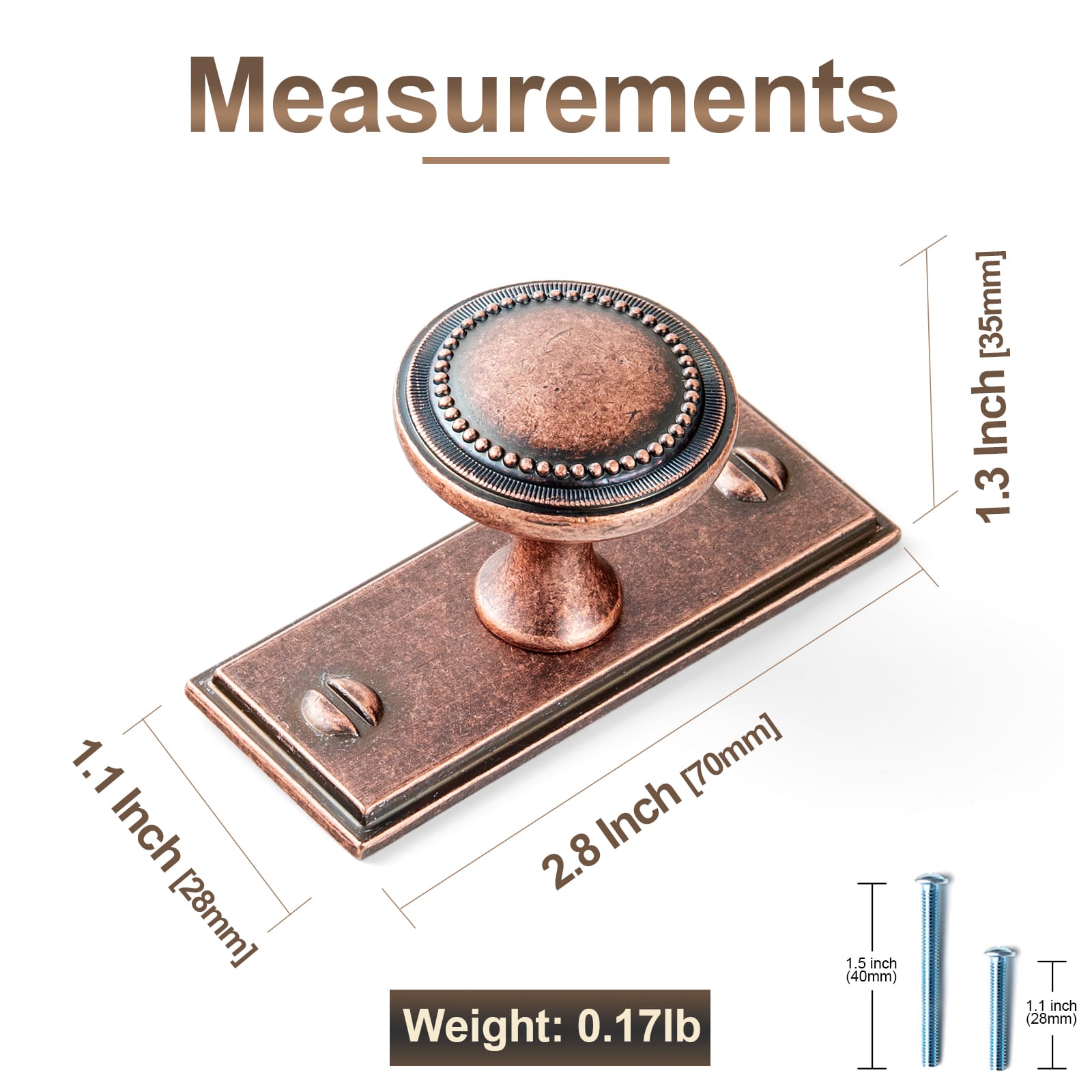 Goo-Ki Antique Brass Zinc Alloy Cabinet Knob with Delicate Decorative Back Plate Set