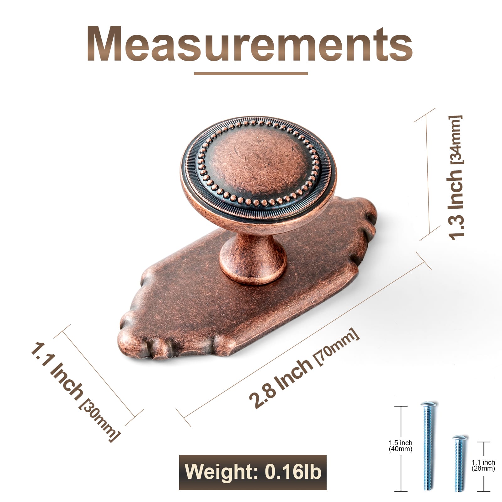 Goo-Ki Antique Brass Zinc Alloy Cabinet Knob with Delicate Decorative Back Plate Set