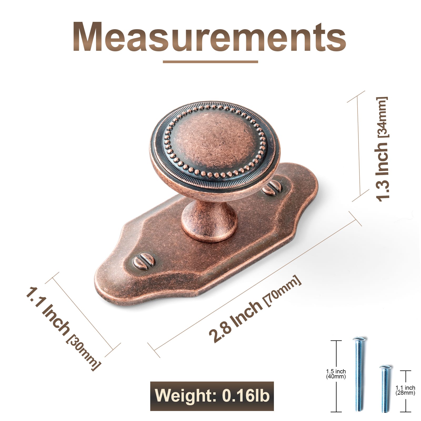 Goo-Ki Antique Brass Zinc Alloy Cabinet Knob with Delicate Decorative Back Plate Set