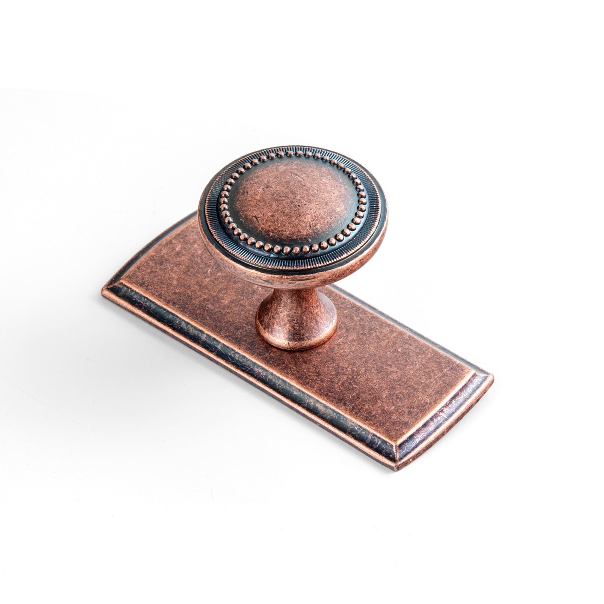 Goo-Ki Antique Copper / G011 / 6 Pack Antique Brass Zinc Alloy Cabinet Knob with Delicate Decorative Back Plate Set