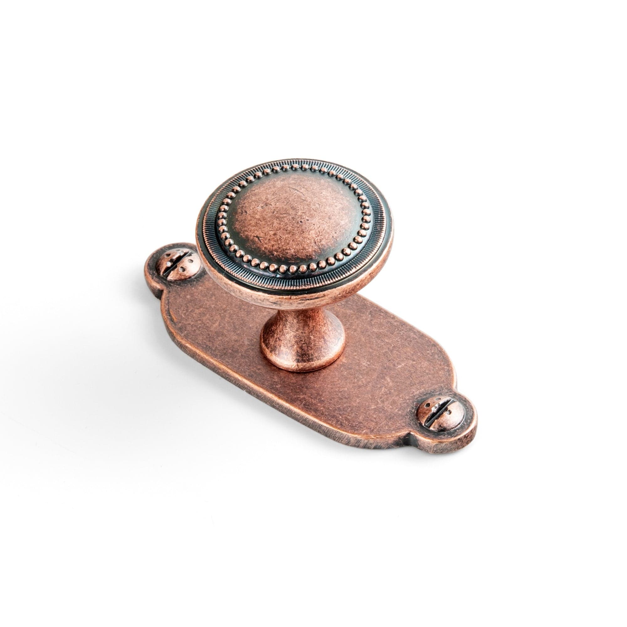 Goo-Ki Antique Copper / G013 / 6 Pack Antique Brass Zinc Alloy Cabinet Knob with Delicate Decorative Back Plate Set