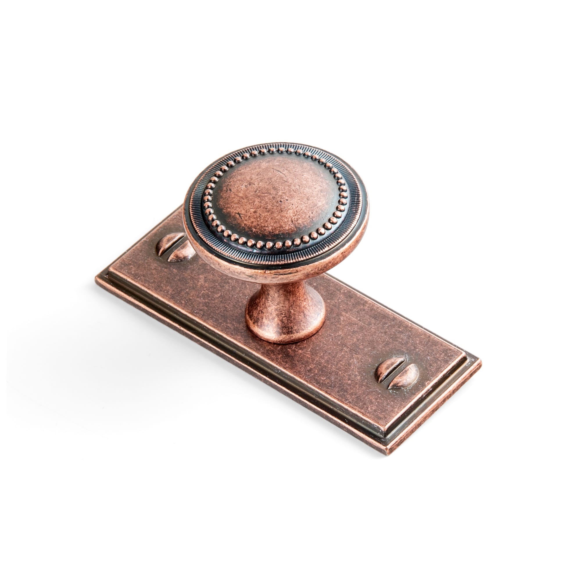 Goo-Ki Antique Copper / G015 / 6 Pack Antique Brass Zinc Alloy Cabinet Knob with Delicate Decorative Back Plate Set