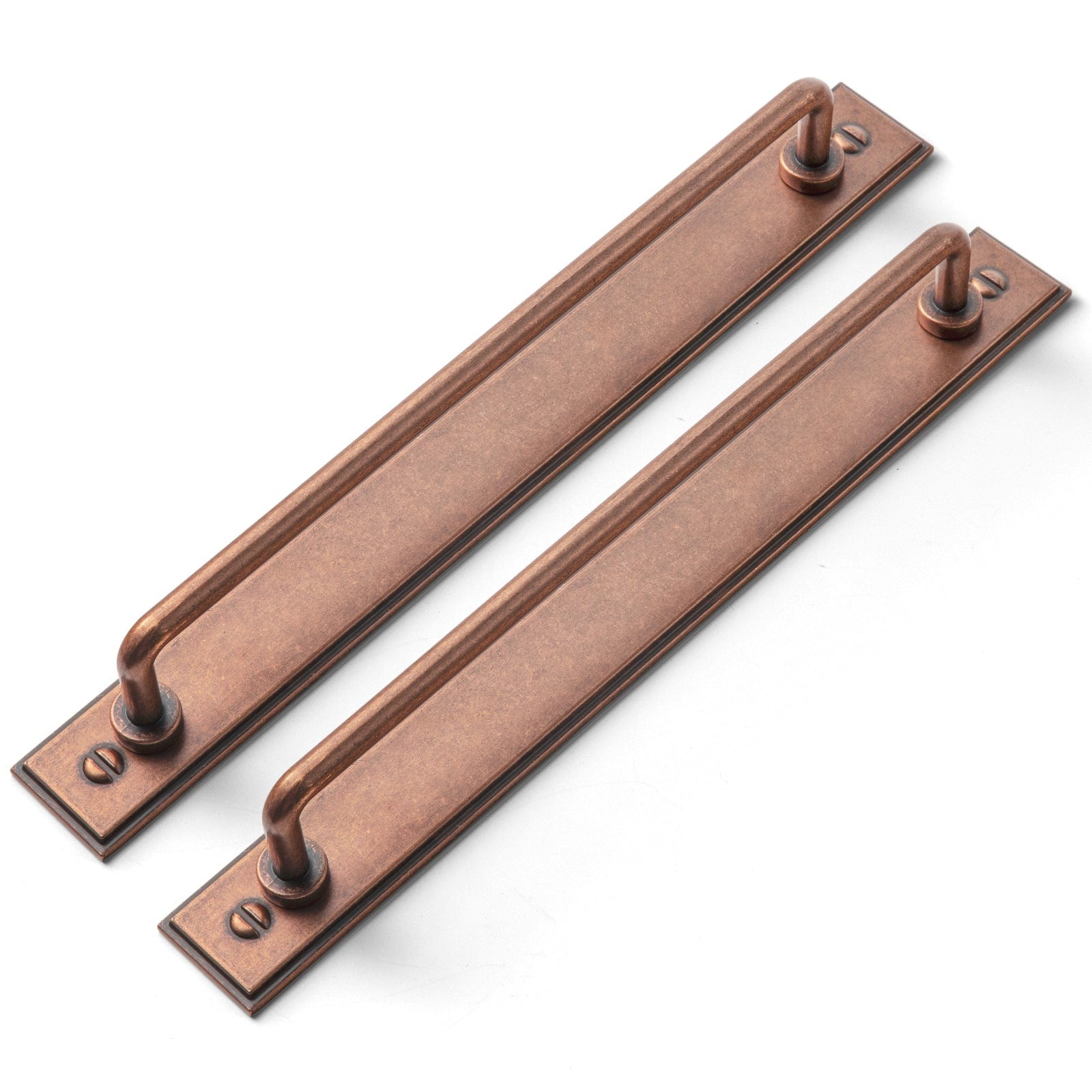Goo-Ki Antique Copper / G015 / 7.6'' Hole Center 2 Pack Cabinet Bar Pulls with Back Plate Vintage Drawer Handles Home Improvement Hardware