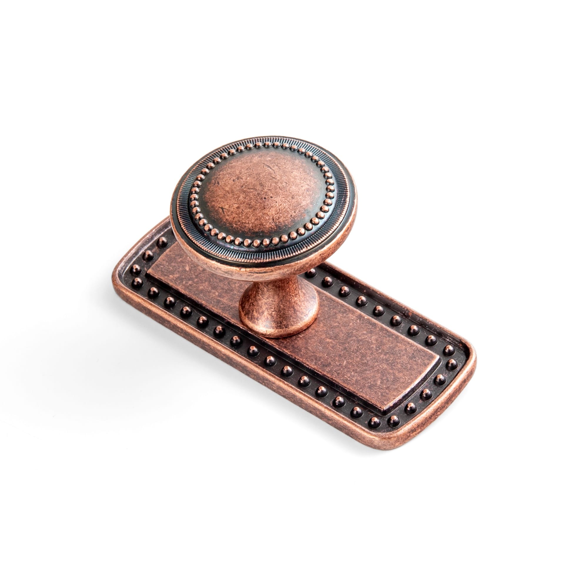 Goo-Ki Antique Copper / G018 / 6 Pack Antique Brass Zinc Alloy Cabinet Knob with Delicate Decorative Back Plate Set