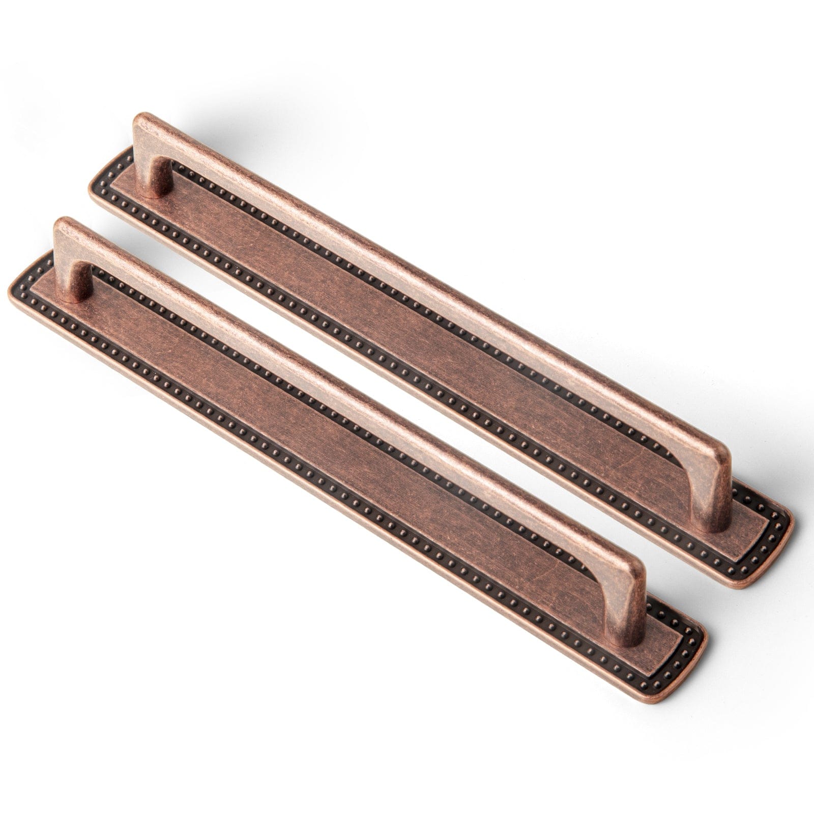 Goo-Ki Antique Copper / G018 / 7.6'' Hole Center 2 Pack Classic Cabinet Bar Pulls with Back Plate Zinc Alloy Cabinet Handle with Long Back Plate