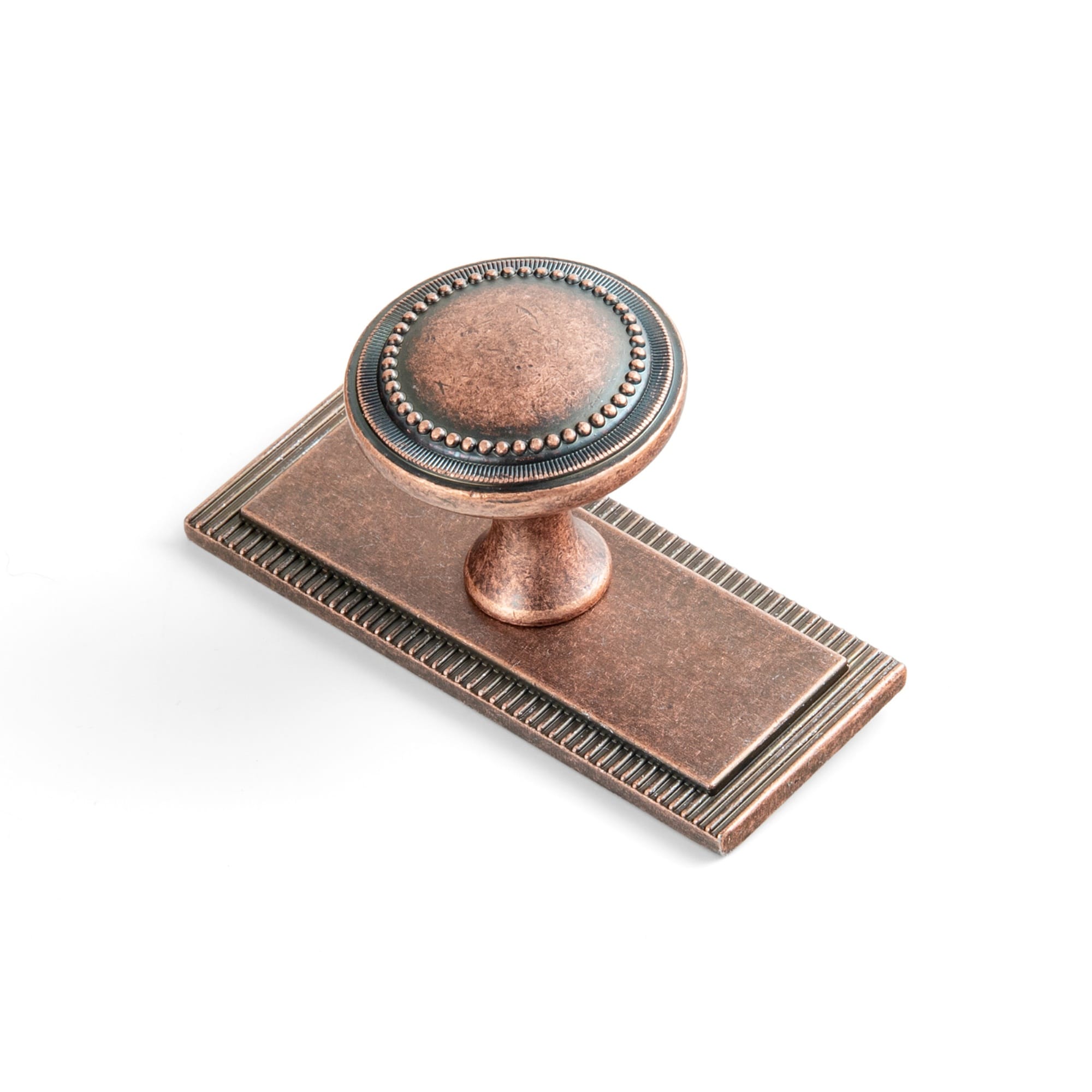 Goo-Ki Antique Copper / G022 / 6 Pack Antique Brass Zinc Alloy Cabinet Knob with Delicate Decorative Back Plate Set