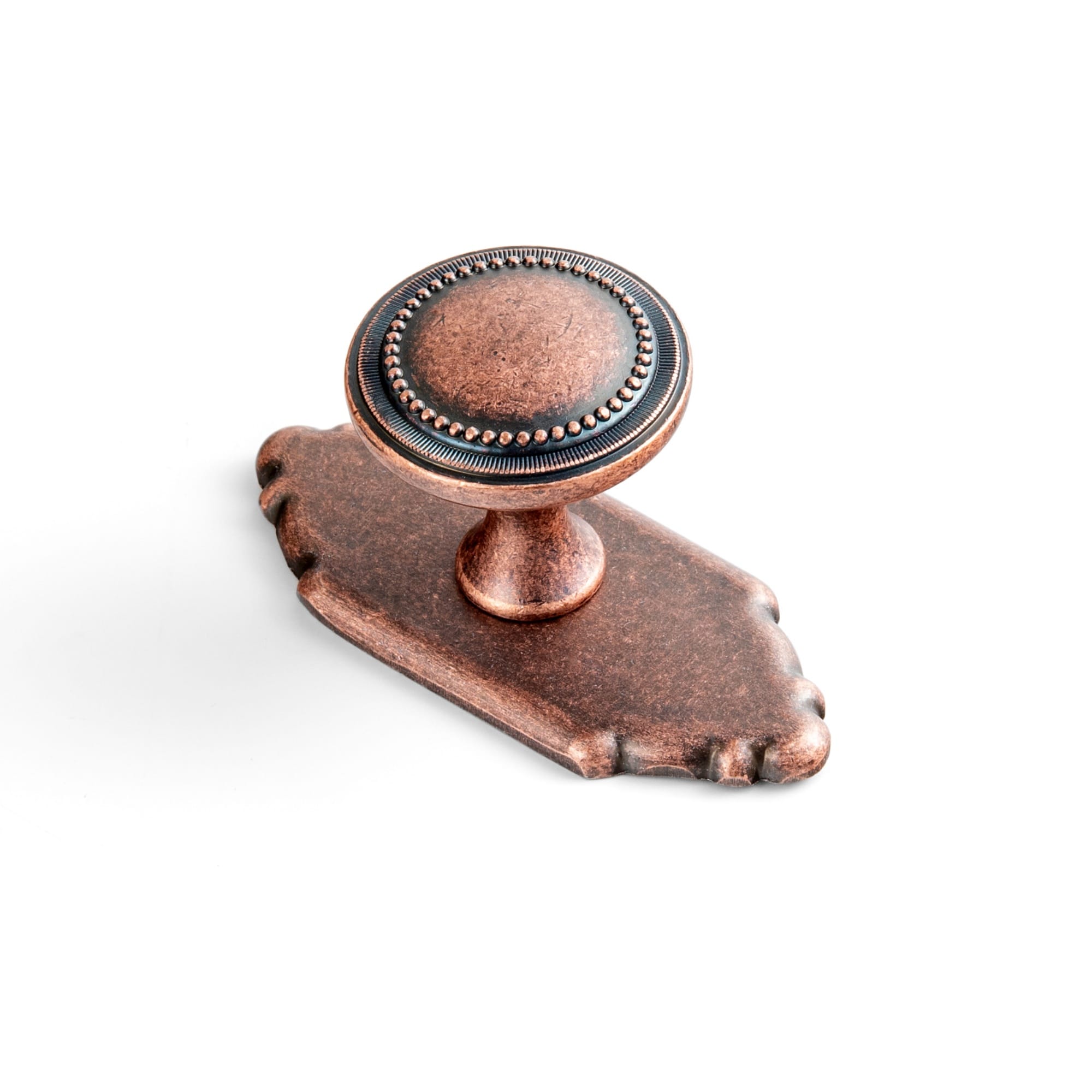 Goo-Ki Antique Copper / G024 / 6 Pack Antique Brass Zinc Alloy Cabinet Knob with Delicate Decorative Back Plate Set