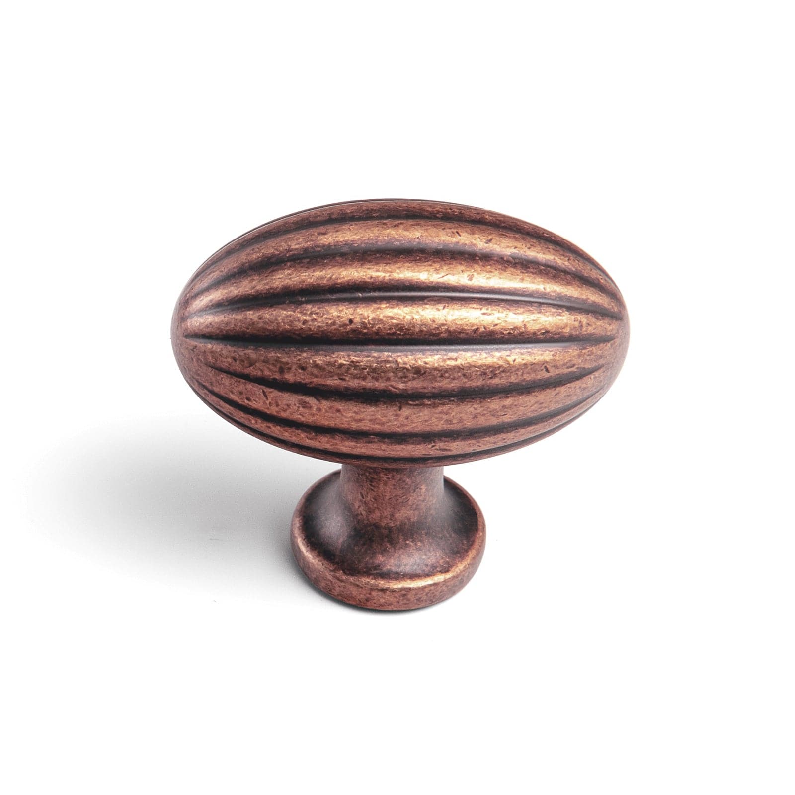 Goo-Ki Antique Copper / Knob / 6 Pack Vintage Ribbed Oval Zinc Alloy Cabinet Knobs - Sturdy Hardware for Kitchen