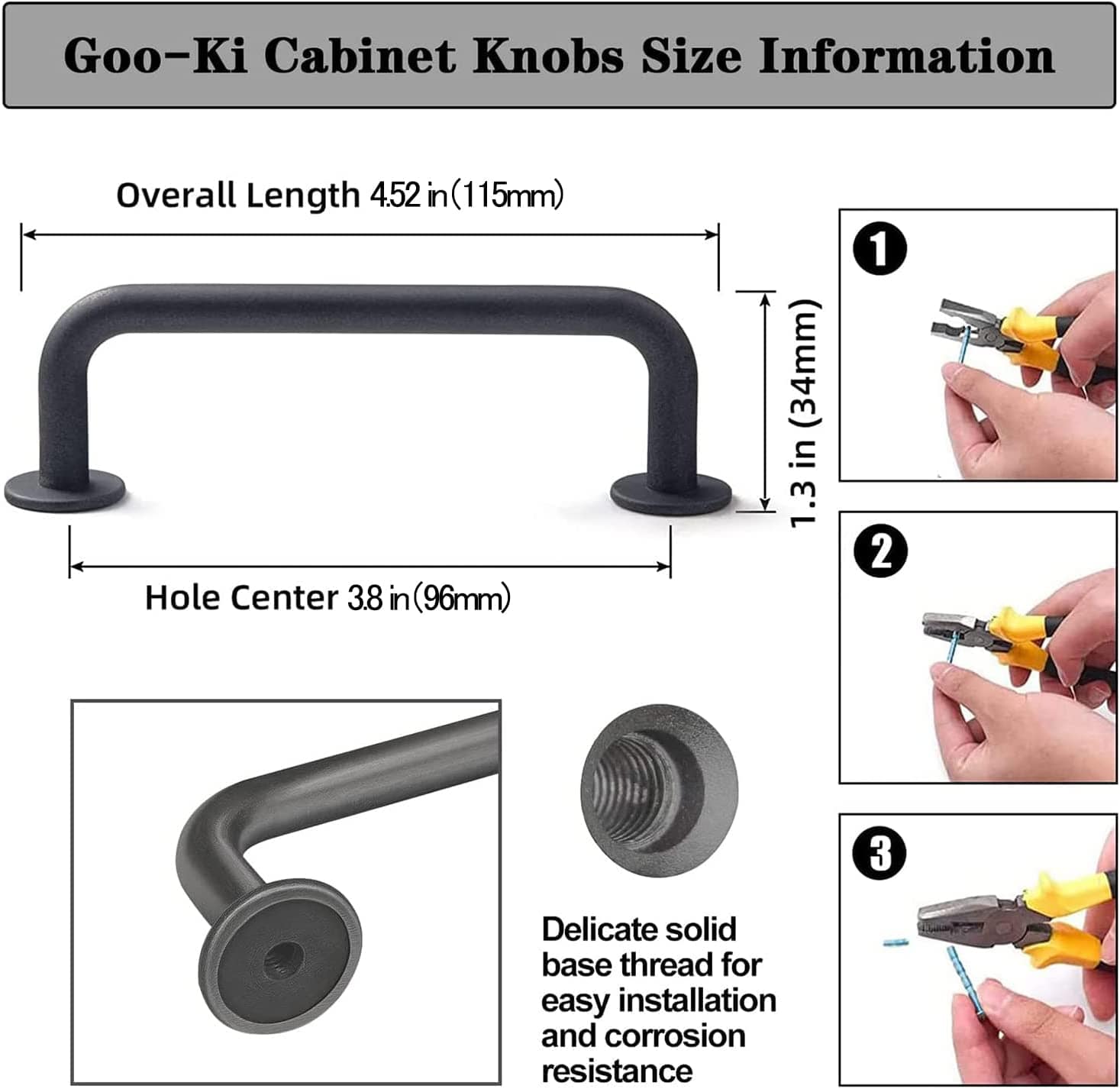 Goo-Ki Antique Drawer Pulls Solid Retro Bar Pull Furniture Hardware for Kitchen