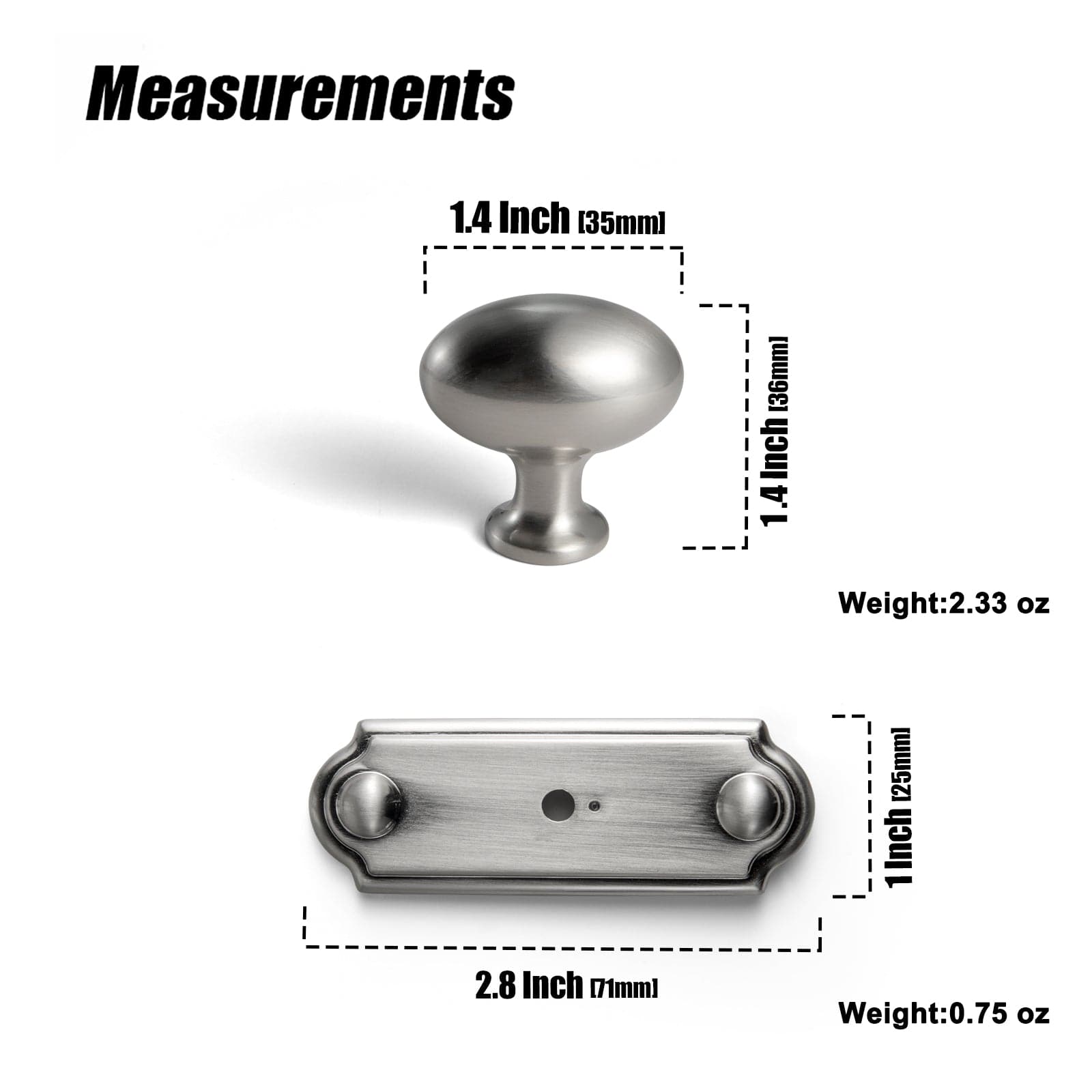 Goo-Ki Antique Oval Cabinet Knobs Zinc Alloy 1.4 Inch Diameter Drawer Knobs