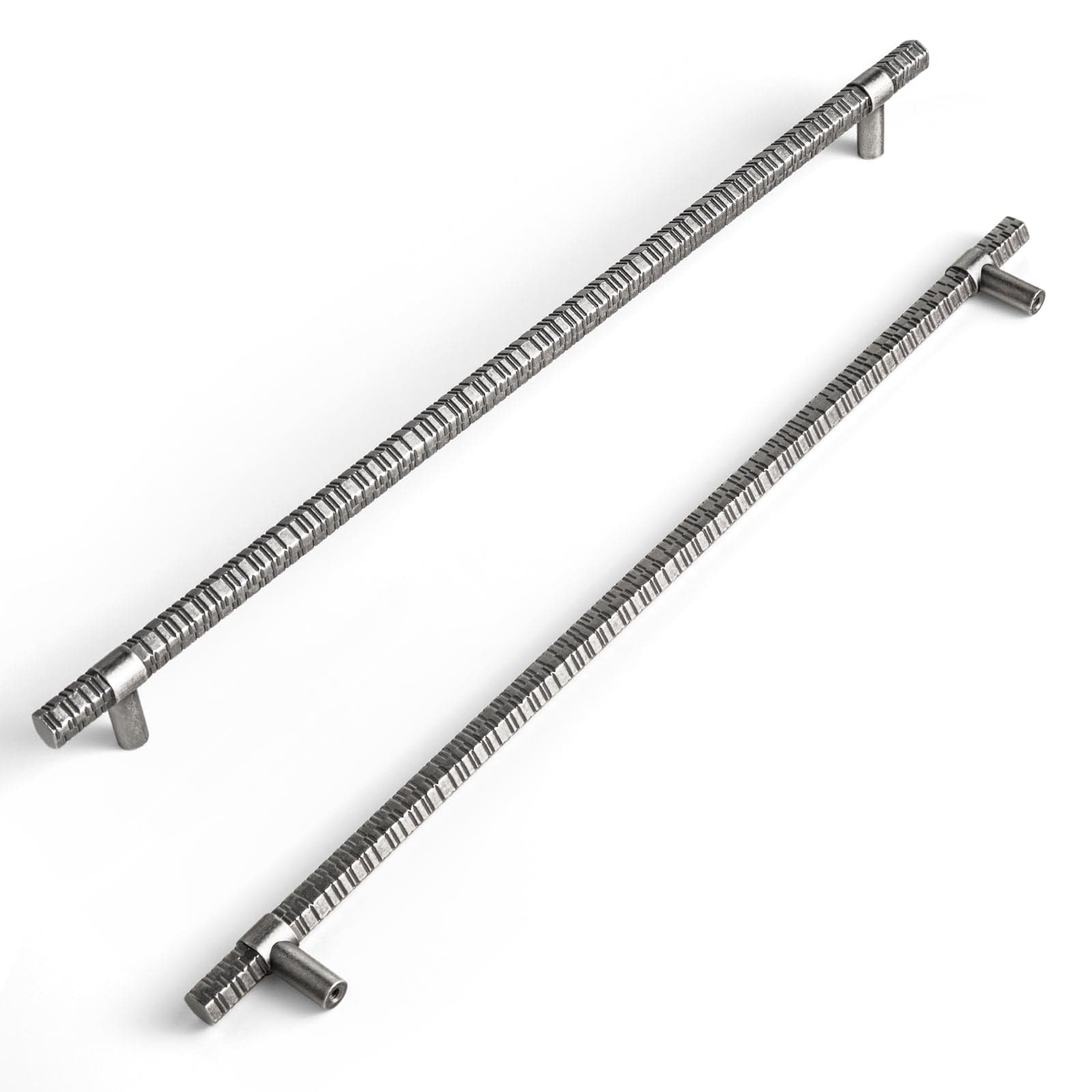 Goo-Ki Antique Silver / 12.6'' Hole Center / 6 Pack Vintage Kitchen Cabinet T-Bar Pulls Knurled Antique Cabinet Handles