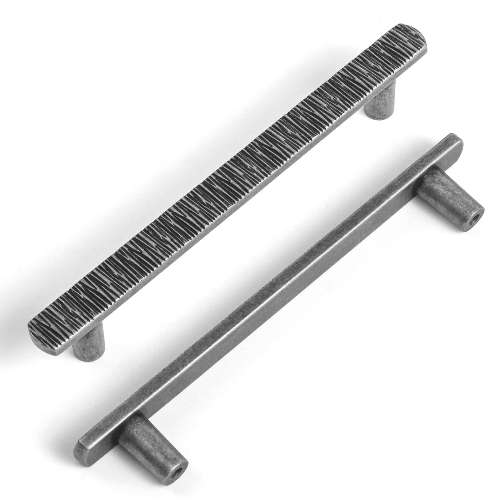 Goo-Ki Antique Silver / 5'' Hole Center / 6 Pack Striped Hammerline Cabinet Pulls Light Luxury Elegant Kitchen Hardware