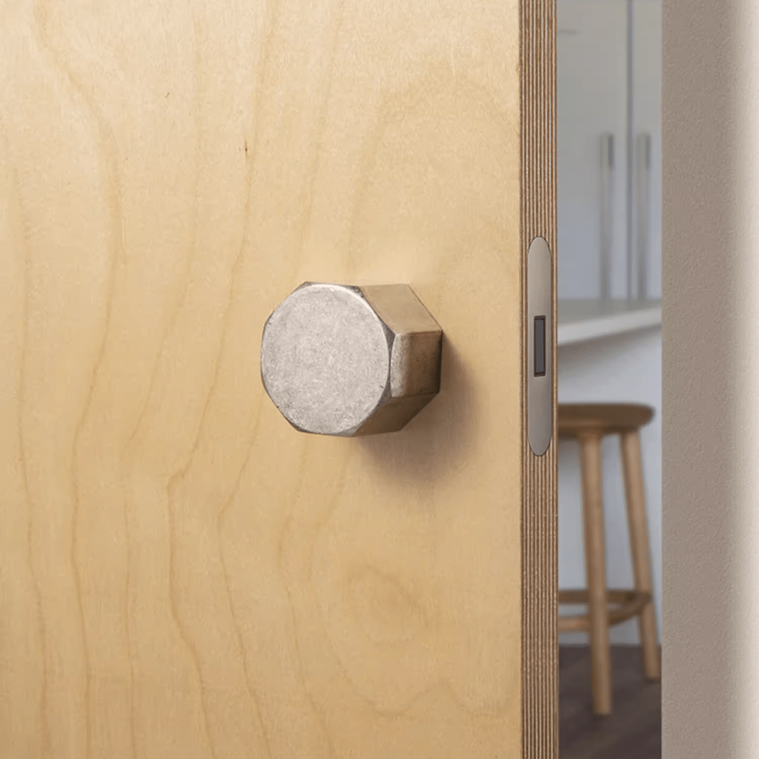 Goo-Ki Antique Silver / Fake Lock Octagonal Antique Silver Door Lock Security Rotatable Interior Keyless Door Lock