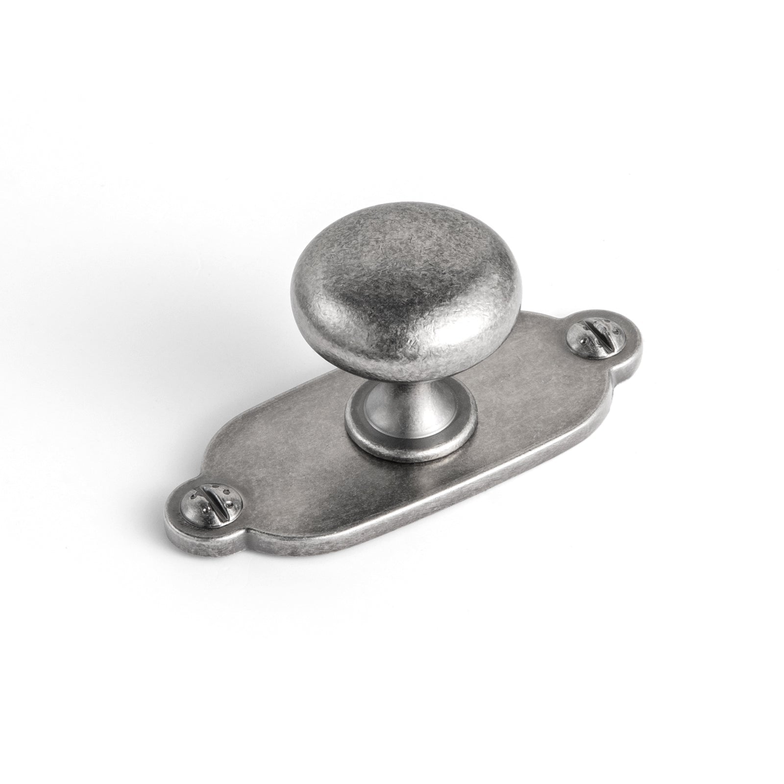 Goo-Ki Antique Silver / G013 / Large 6 Pack Antique Brass Zinc Alloy Cabinet Knob with Back Plate Single Hole Center Cabinet Hardware for Bedroom Kitchen