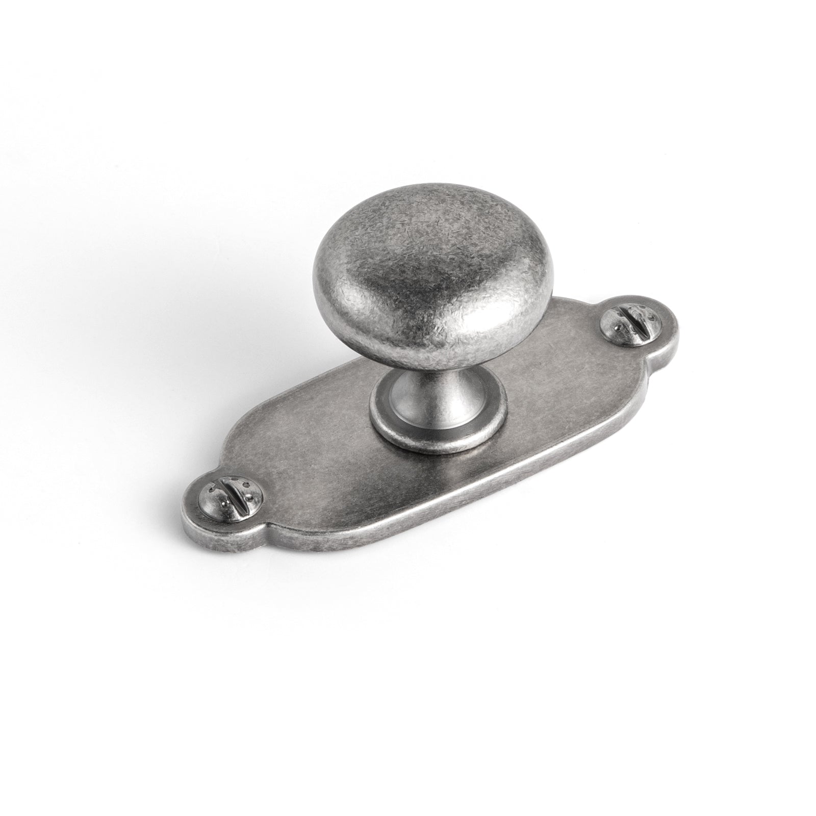 Goo-Ki Antique Silver / G013 / Standard 6 Pack Antique Brass Zinc Alloy Cabinet Knob with Back Plate Single Hole Center Cabinet Hardware for Bedroom Kitchen