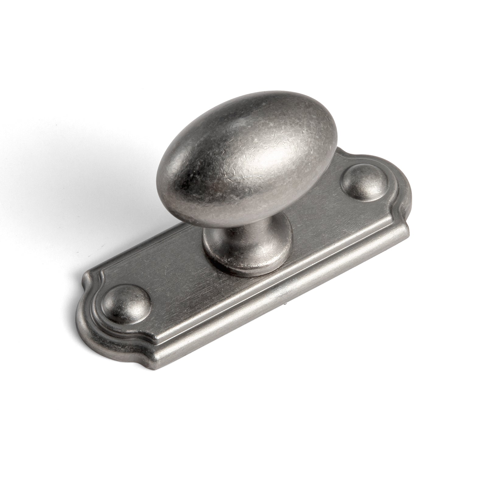 Goo-Ki Antique Silver / Knob with Rectangle Back Plate C / 6 Pack Antique Oval Cabinet Knobs Zinc Alloy 1.4 Inch Diameter Drawer Knobs