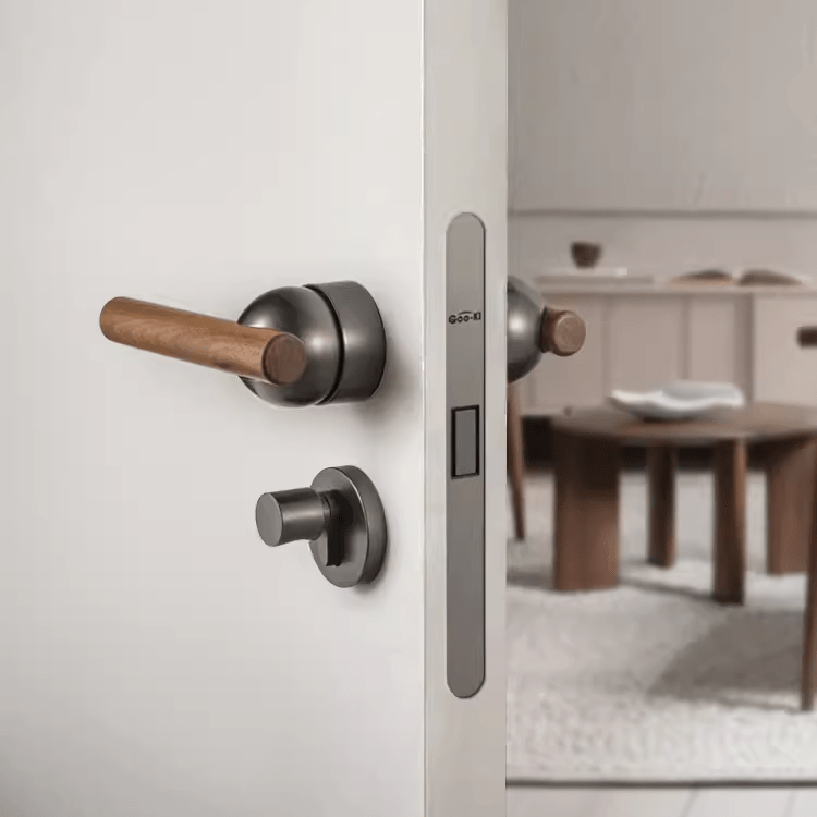 Goo-Ki Black Walnut Door Lock Bedroom Interior Door Handle Anti-theft Home Security Door Lock