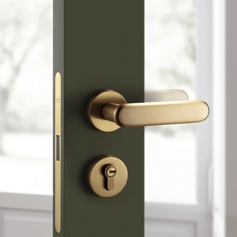 Goo-Ki Brass Door Lock Indoor Bedroom Door Lock Simple Luxurious French Style Silent Door Handle