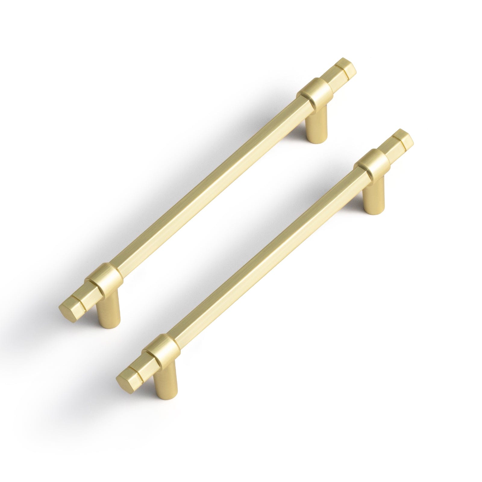 Goo-Ki Brushed Brass / 5'' Hole Center / 6 Pack Hexagonal Cabinet Handles Solid Zinc Alloy Drawer Hardware Finger Pull