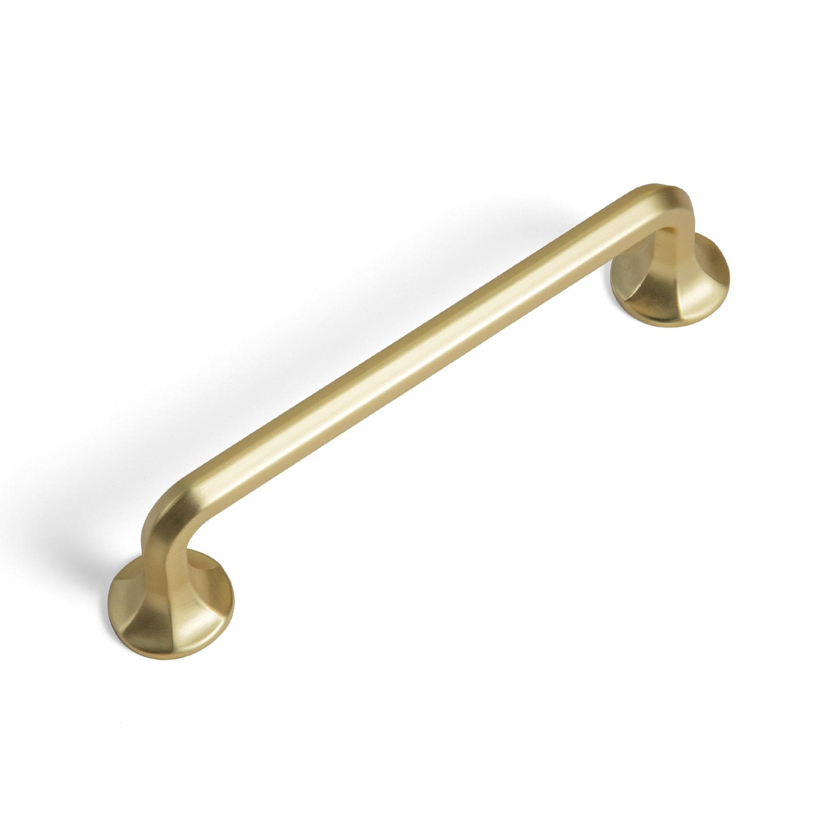 Goo-Ki Brushed Brass / 5'' Hole Center / 6 Pack Large Base Cabinet Handle Angled Bronze Drawer Pulls