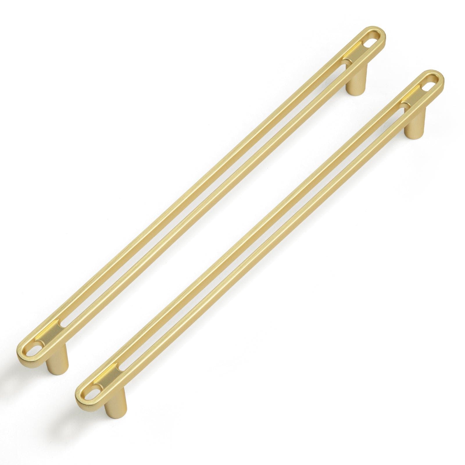 Goo-Ki Brushed Brass / 7.6'' Hole Center / 6 Pack Unique Design Openwork Furniture Handle Zinc Alloy Kitchen Drawer Pulls Finger Pull