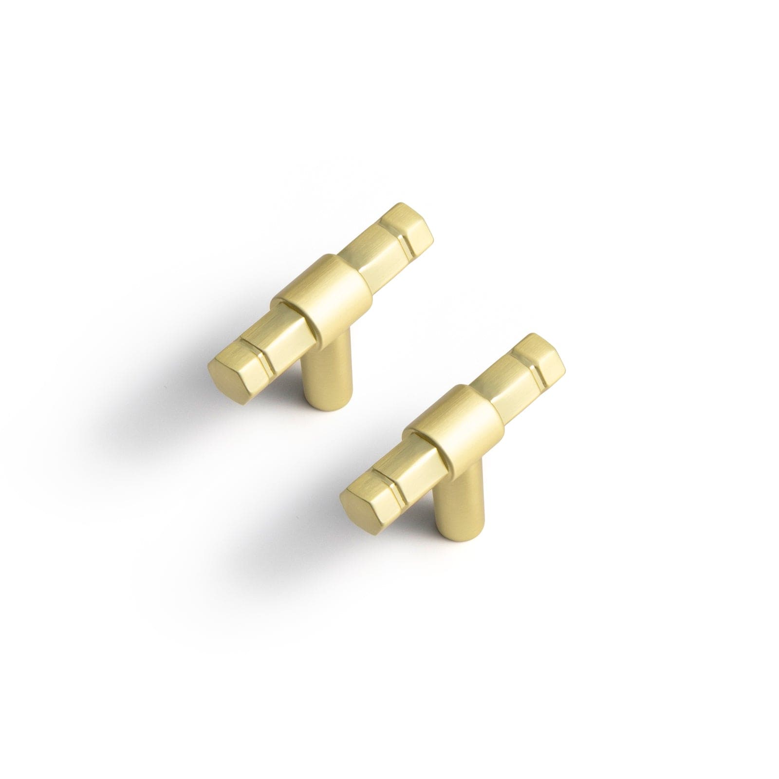 Goo-Ki Brushed Brass / Knob / 6 Pack Hexagonal Cabinet Handles Solid Zinc Alloy Drawer Hardware Finger Pull