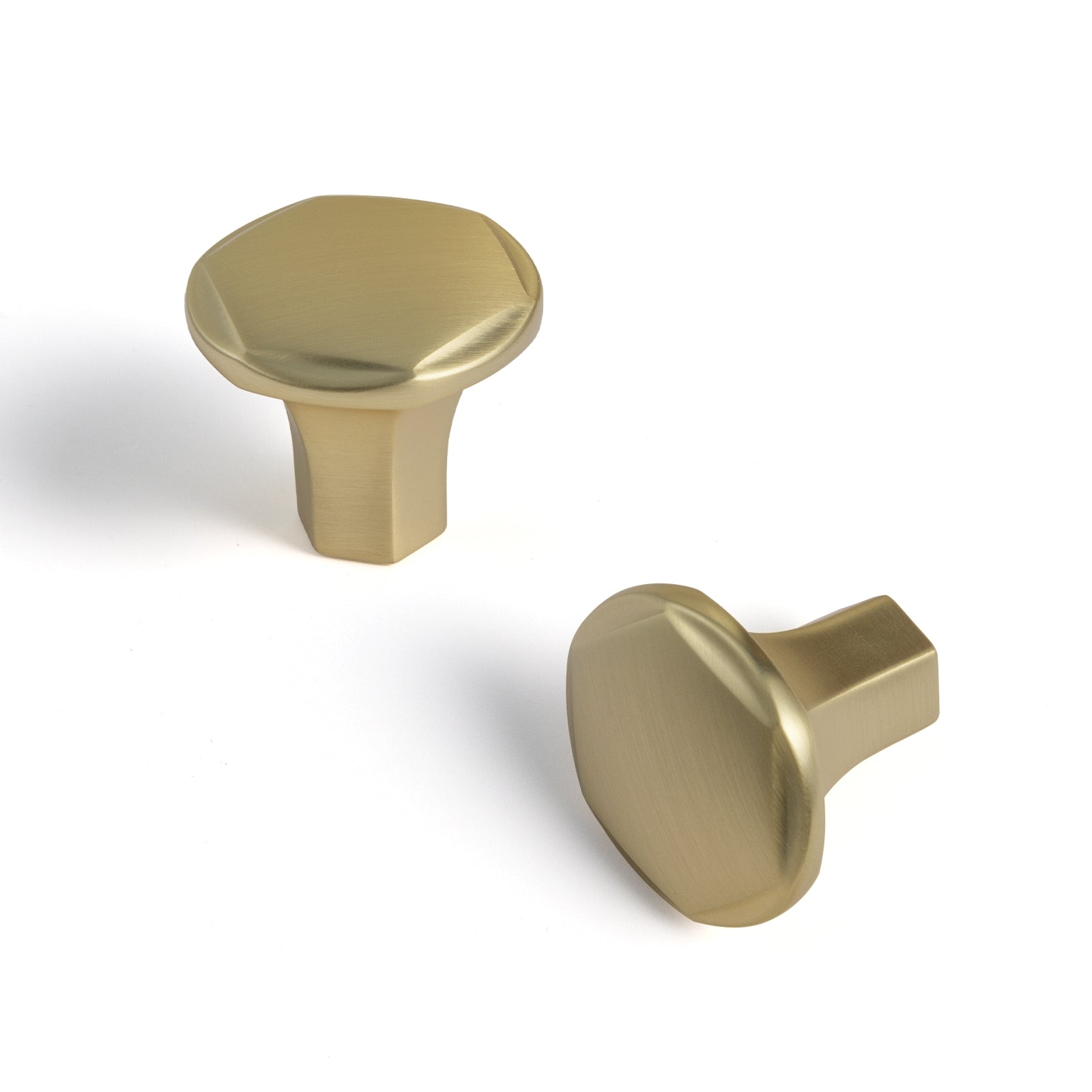 Goo-Ki Brushed Brass / Knob / 6 Pack Large Base Cabinet Handle Angled Bronze Drawer Pulls