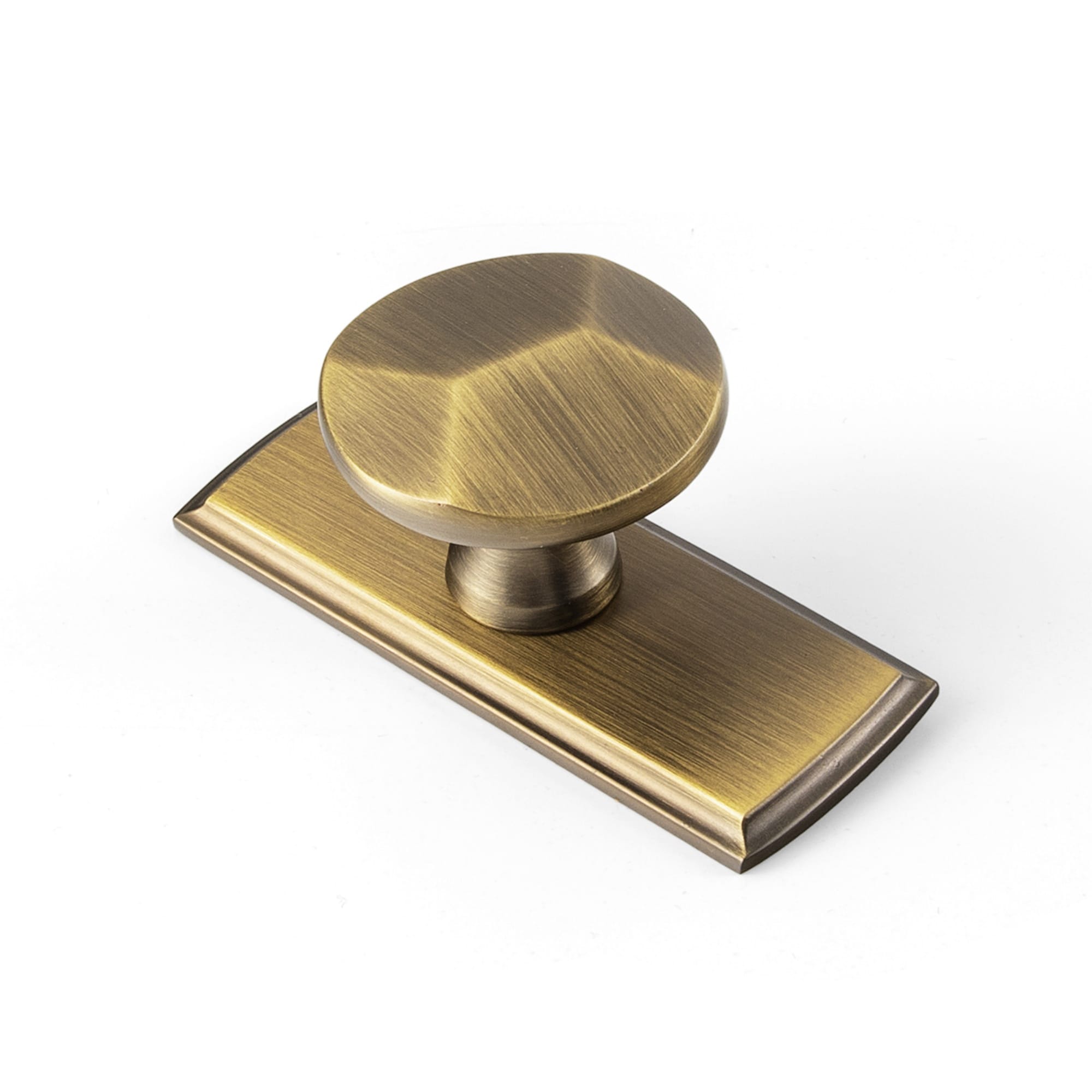 Goo-Ki Brushed Bronze / G011 / 6 Pack Traditional Aged Bronze Zinc Alloy Cabinet Knob, Elegant Round Knob with Decorative Back Plate for Kitchen & Bathroom Cabinets