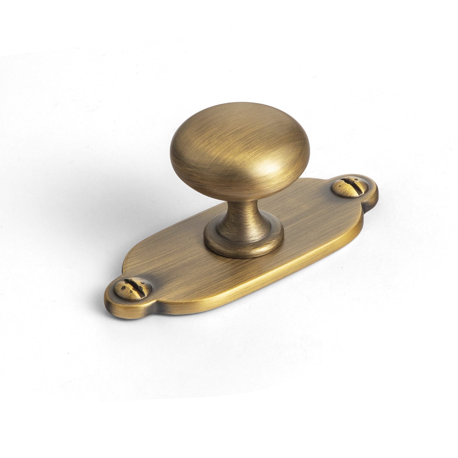 Goo-Ki Brushed Bronze / G013 / Large 6 Pack Antique Brass Zinc Alloy Cabinet Knob with Back Plate Single Hole Center Cabinet Hardware for Bedroom Kitchen