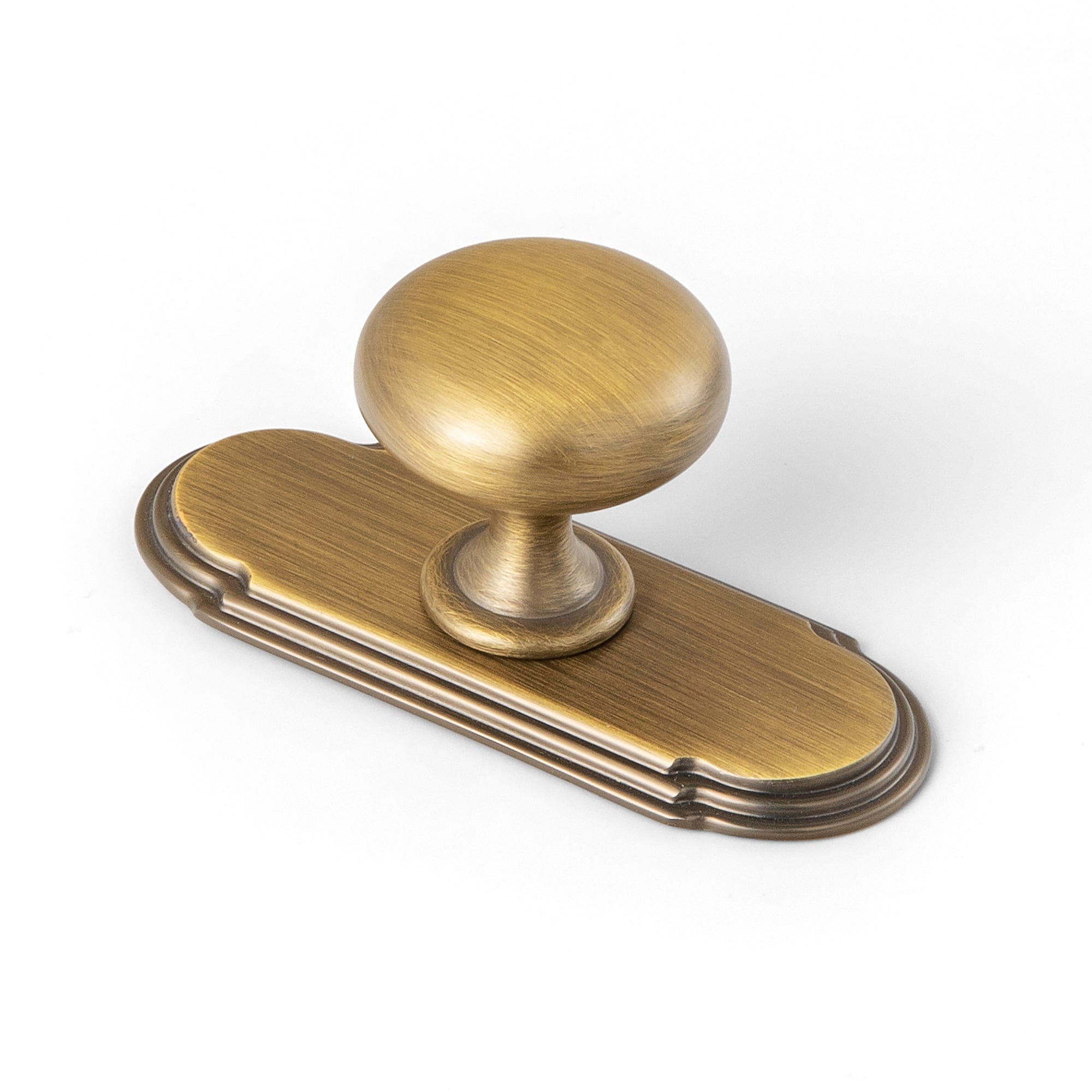 Goo-Ki Brushed Bronze / G014 / Standard 6 Pack Antique Brass Zinc Alloy Cabinet Knob with Back Plate Single Hole Center Cabinet Hardware for Bedroom Kitchen