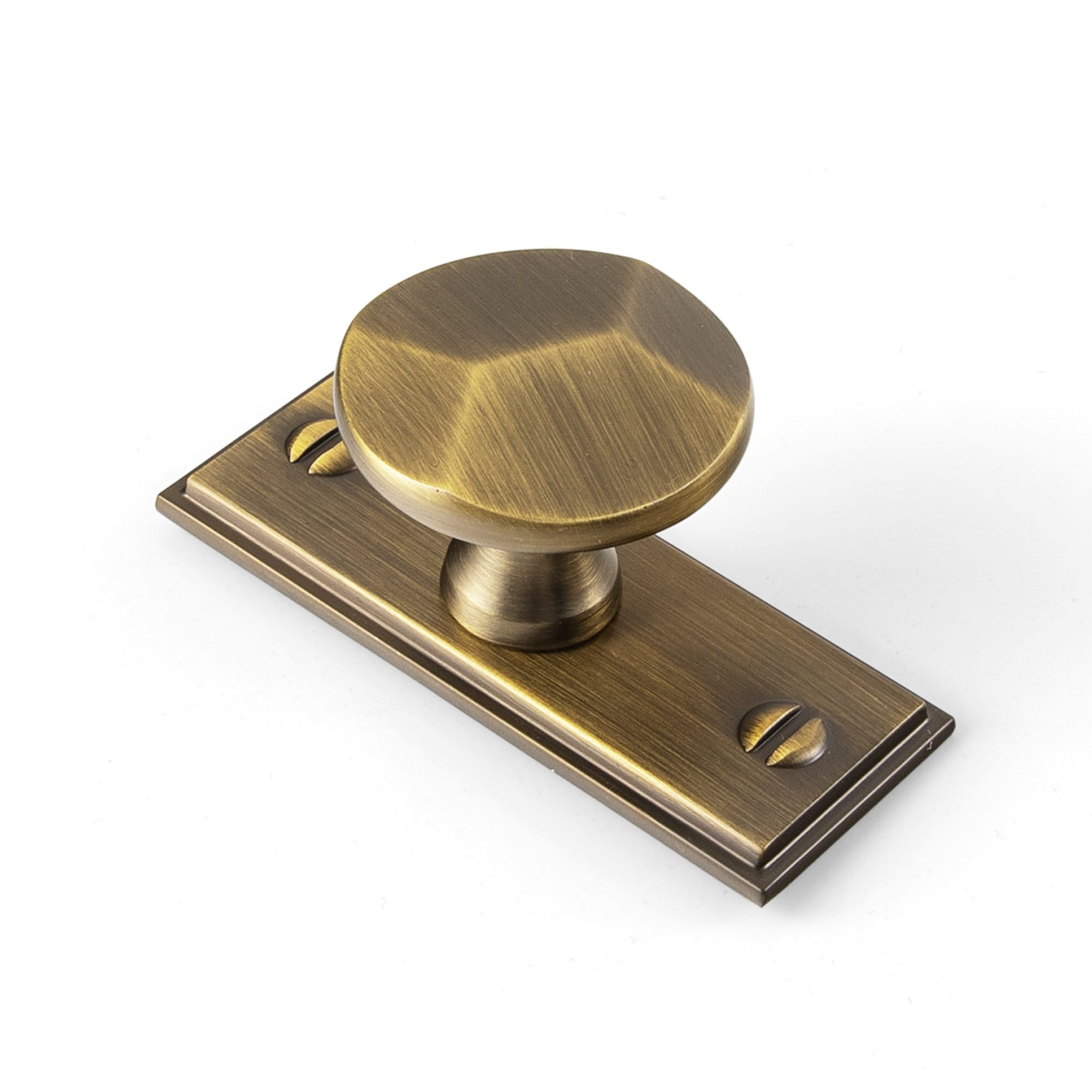 Goo-Ki Brushed Bronze / G015 / 6 Pack Traditional Aged Bronze Zinc Alloy Cabinet Knob, Elegant Round Knob with Decorative Back Plate for Kitchen & Bathroom Cabinets