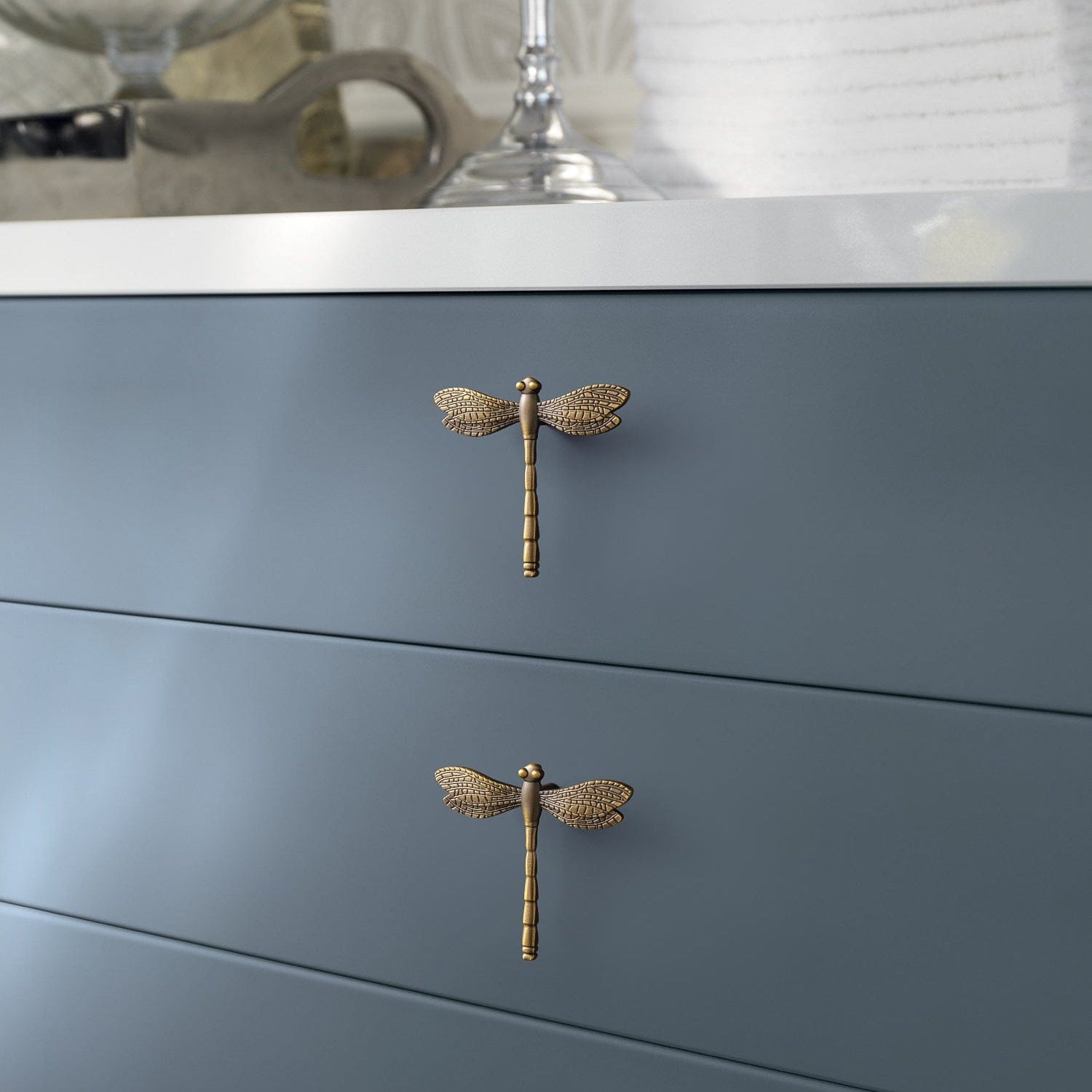 Goo-Ki Brushed Bronze / Knob / 2 Pack Dragonfly Design Cabinet Knob – Brushed Bronze Zinc Alloy Drawer Handle for Nature-Inspired Kitchen & Bathroom Decor